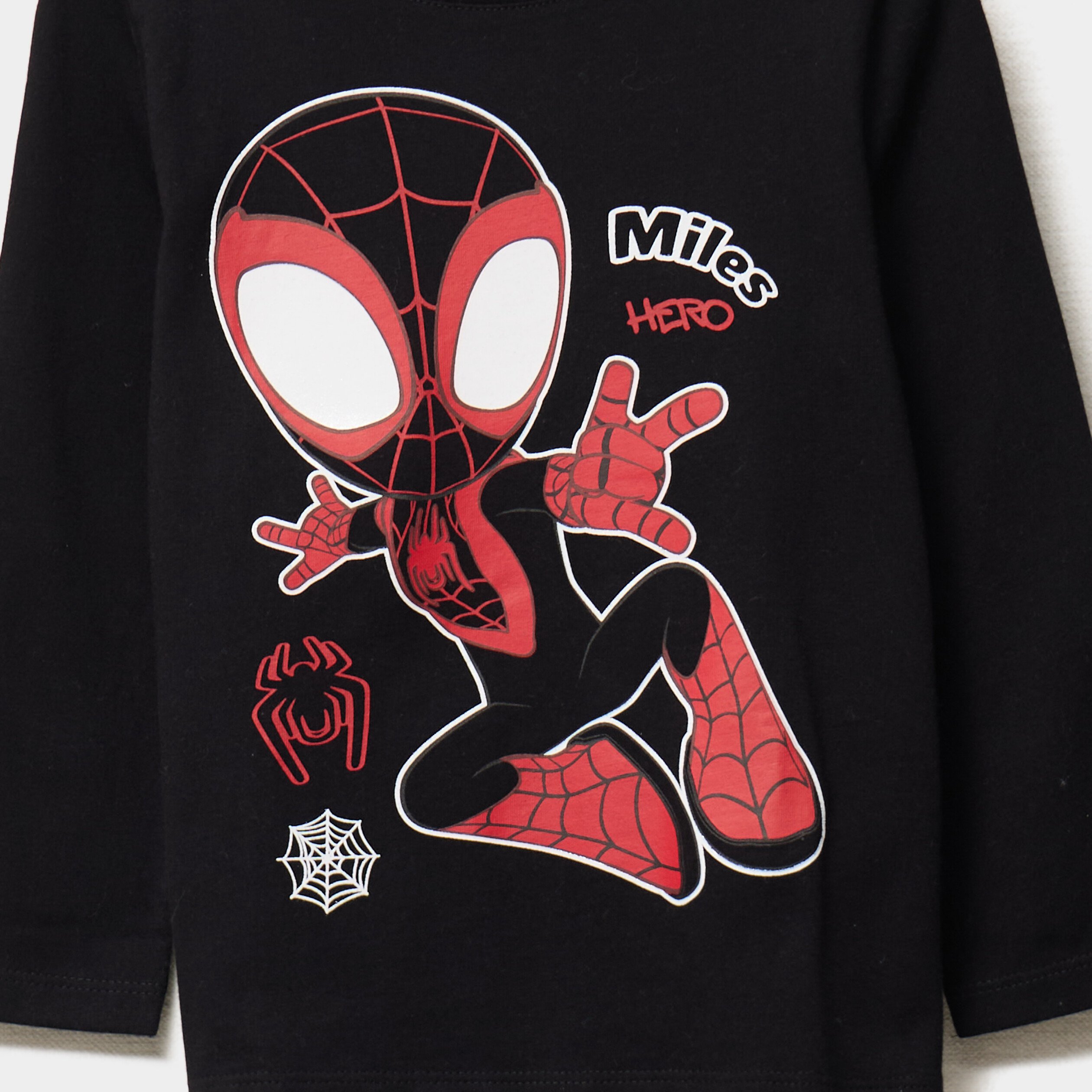 t shirt manches longues spider man miles noir garcon T-shirt manches longues Spider-Man Miles noir garçon