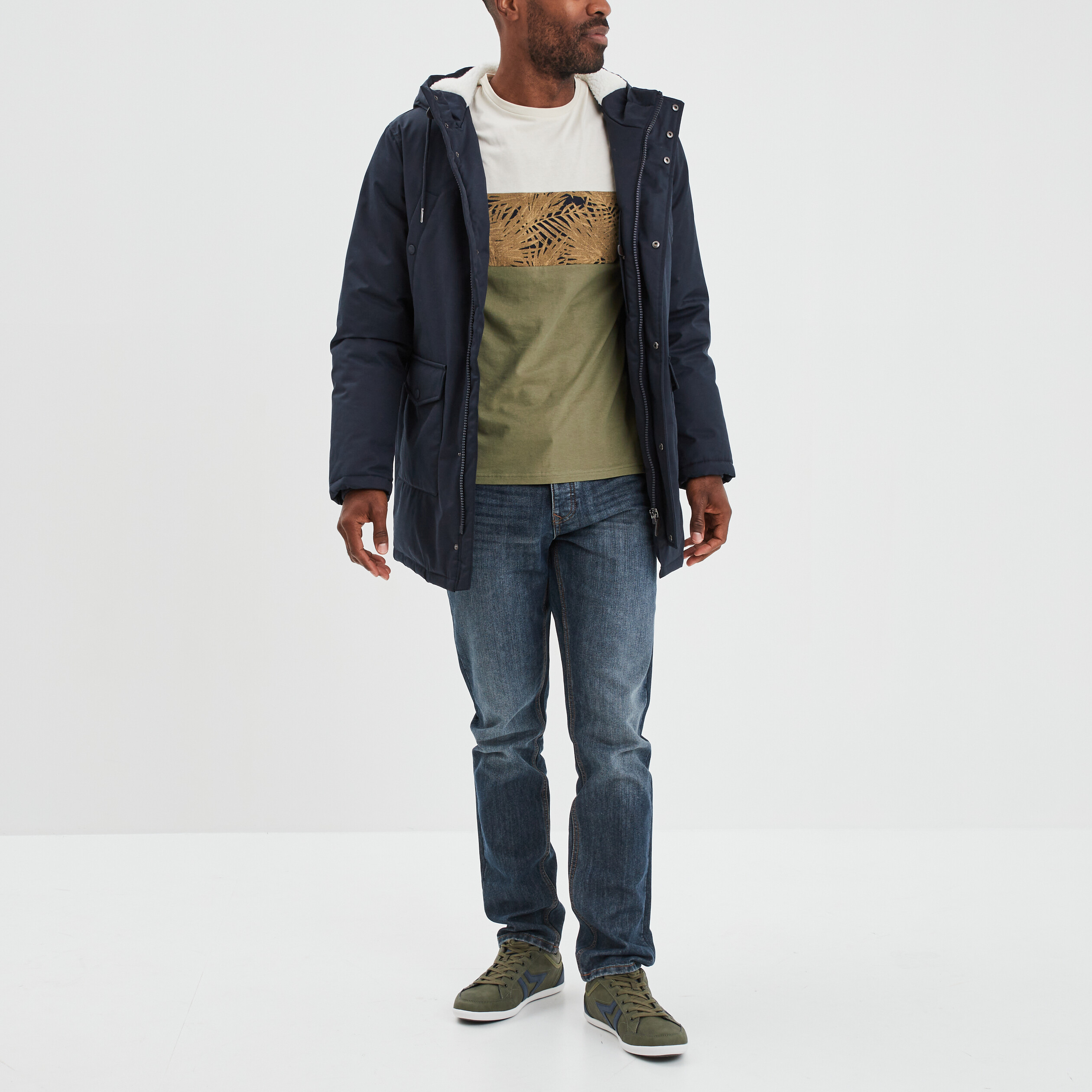 T-shirt manches courtes coton Creeks vert kaki homme