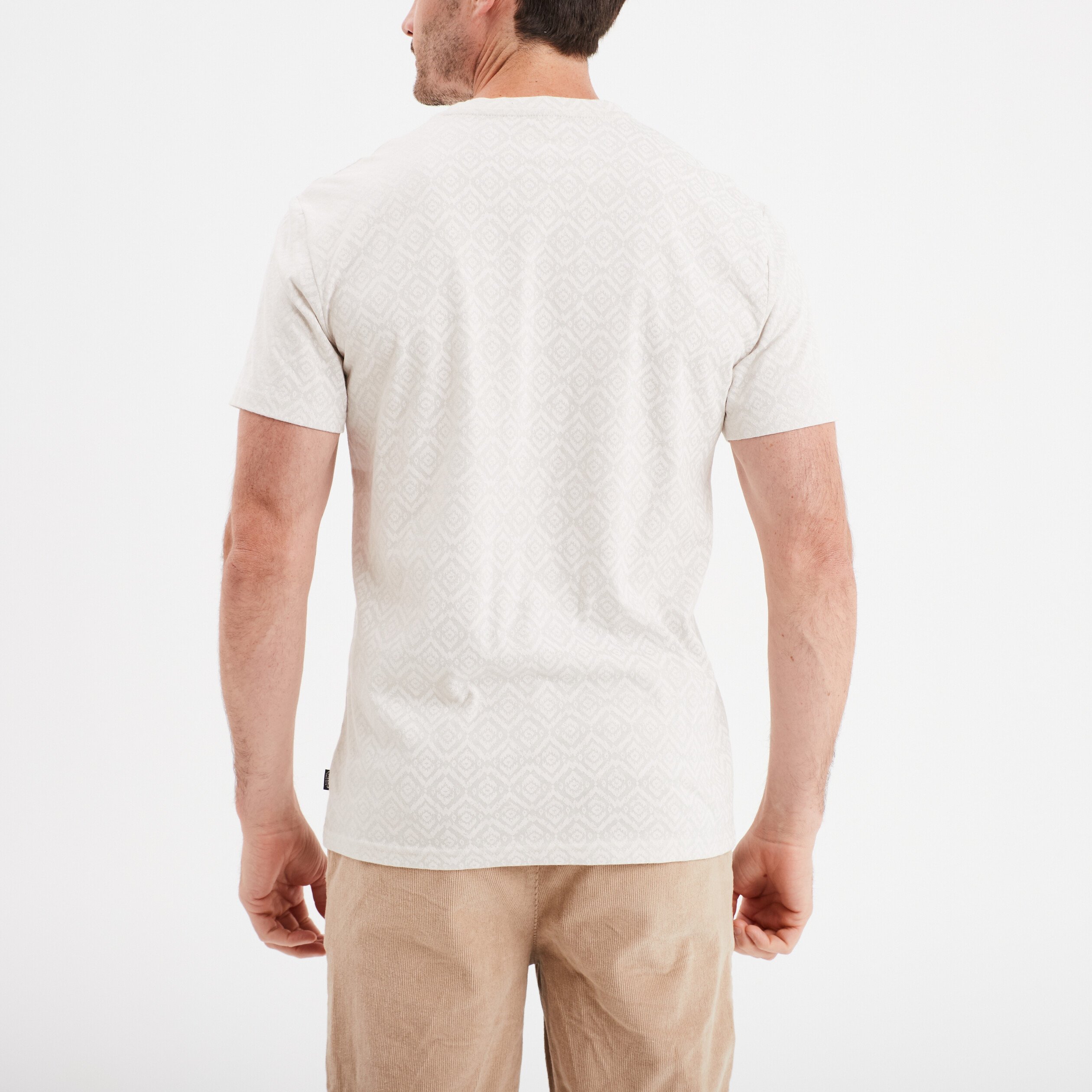 t shirt manches courtes col rond creme homme T-shirt manches courtes col rond creme homme