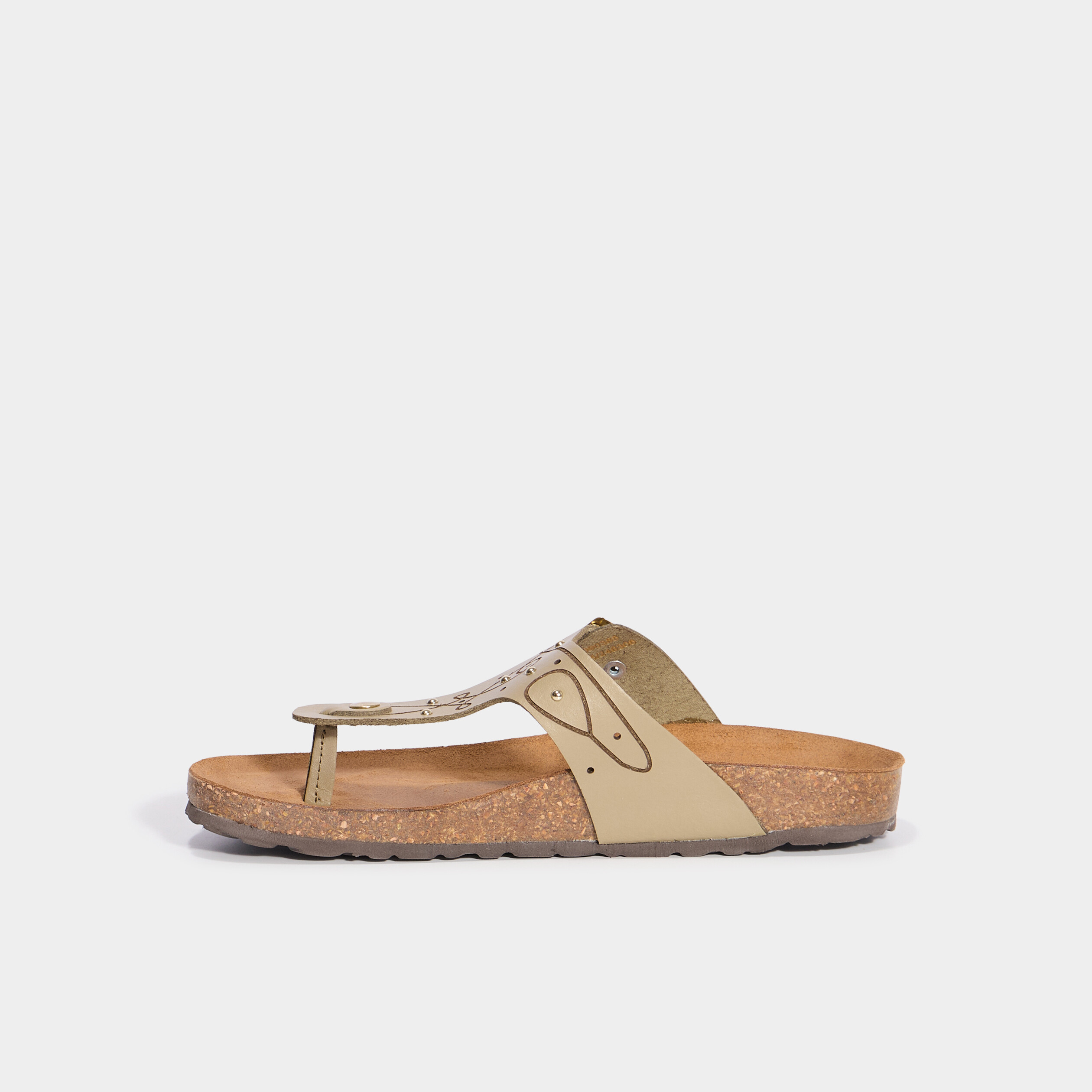 mules plates perforees en cuir vert kaki femme Mules plates perforées en cuir vert kaki femme