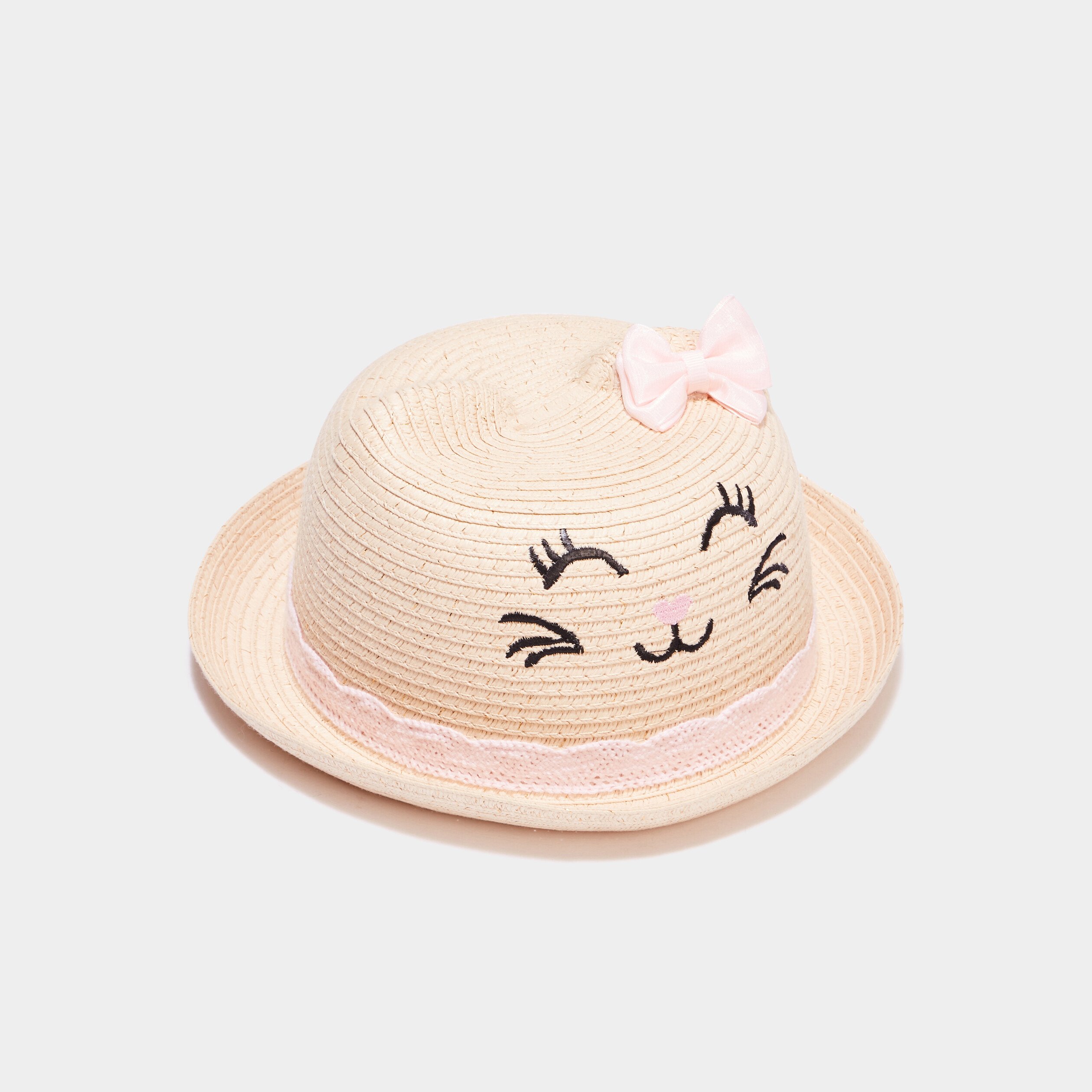 chapeau tresse noeud et detail crochet sable fille Chapeau tressé noeud et détail crochet sable fille