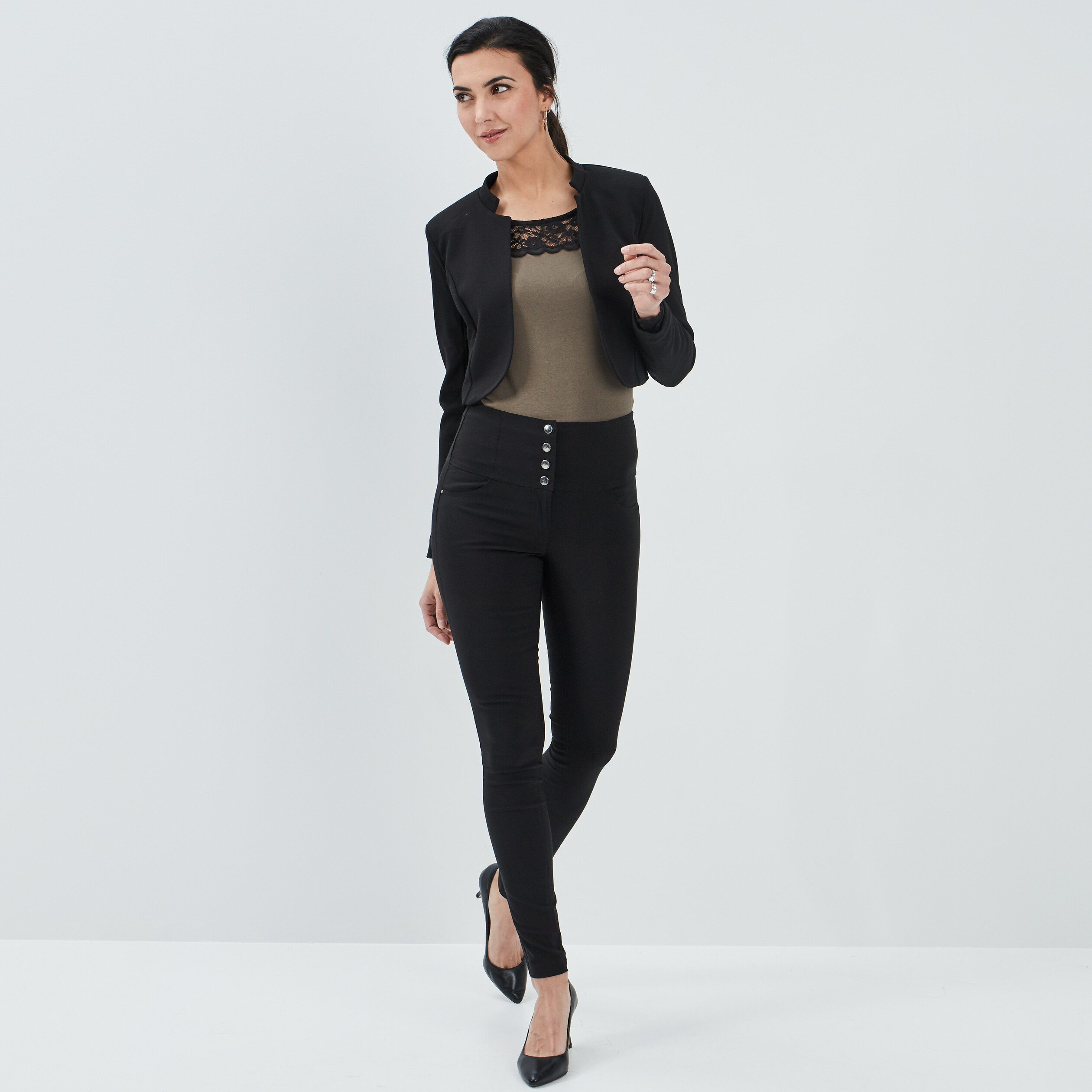 veste bolero stretch manches longues noir femme Veste boléro stretch manches longues noir femme