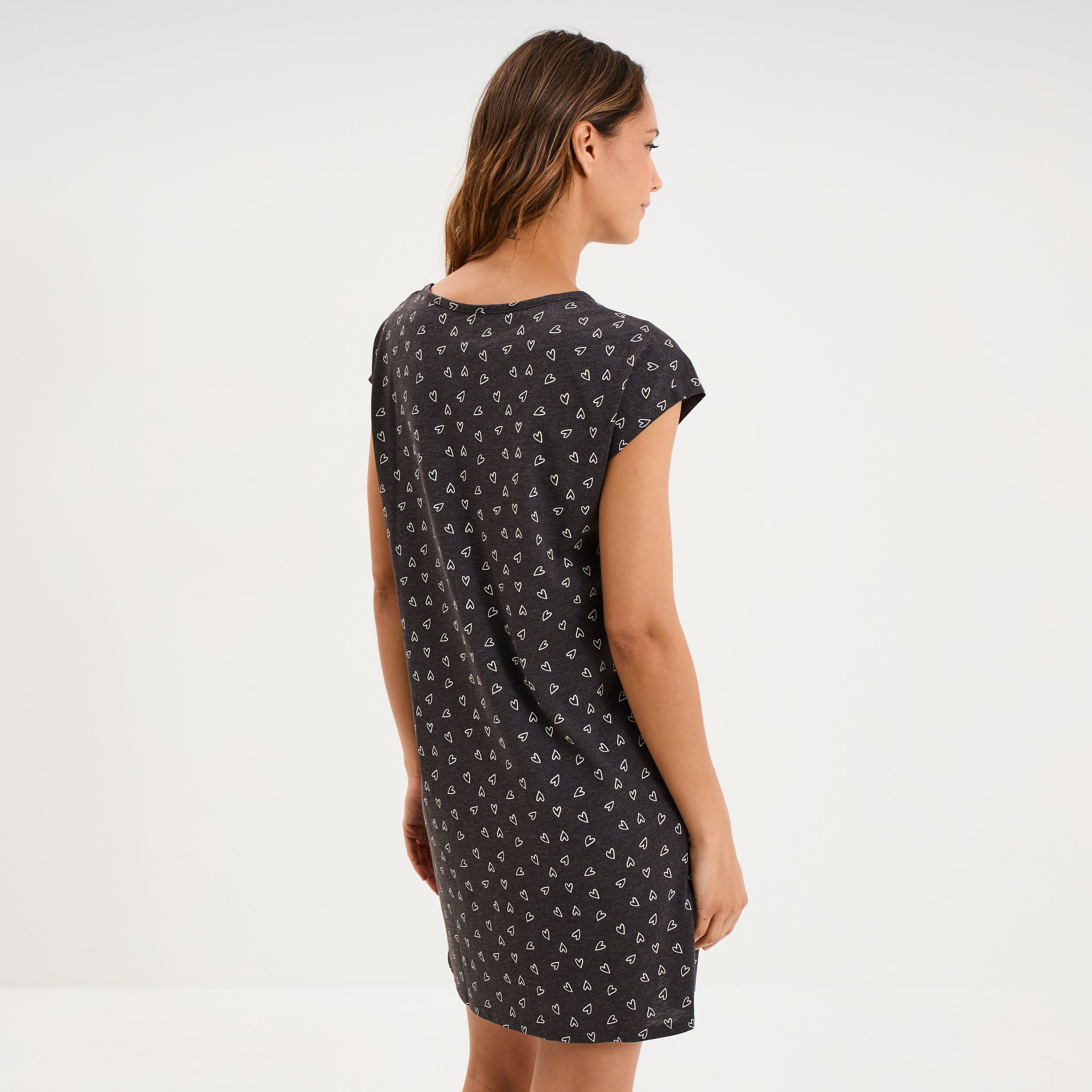 Chemise de nuit manches courtes gris anthracite femme