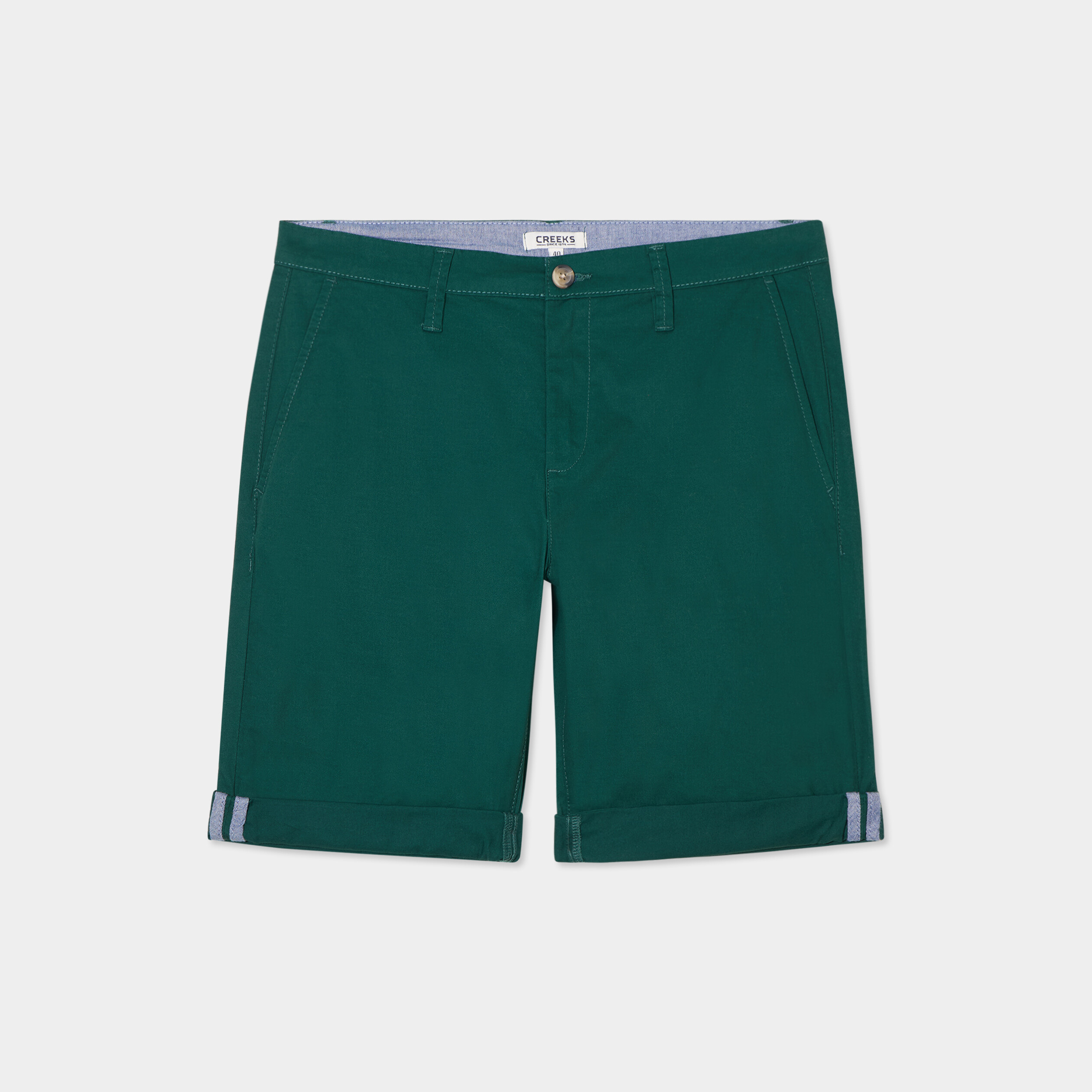 Short chino slim Creeks vert foncé homme