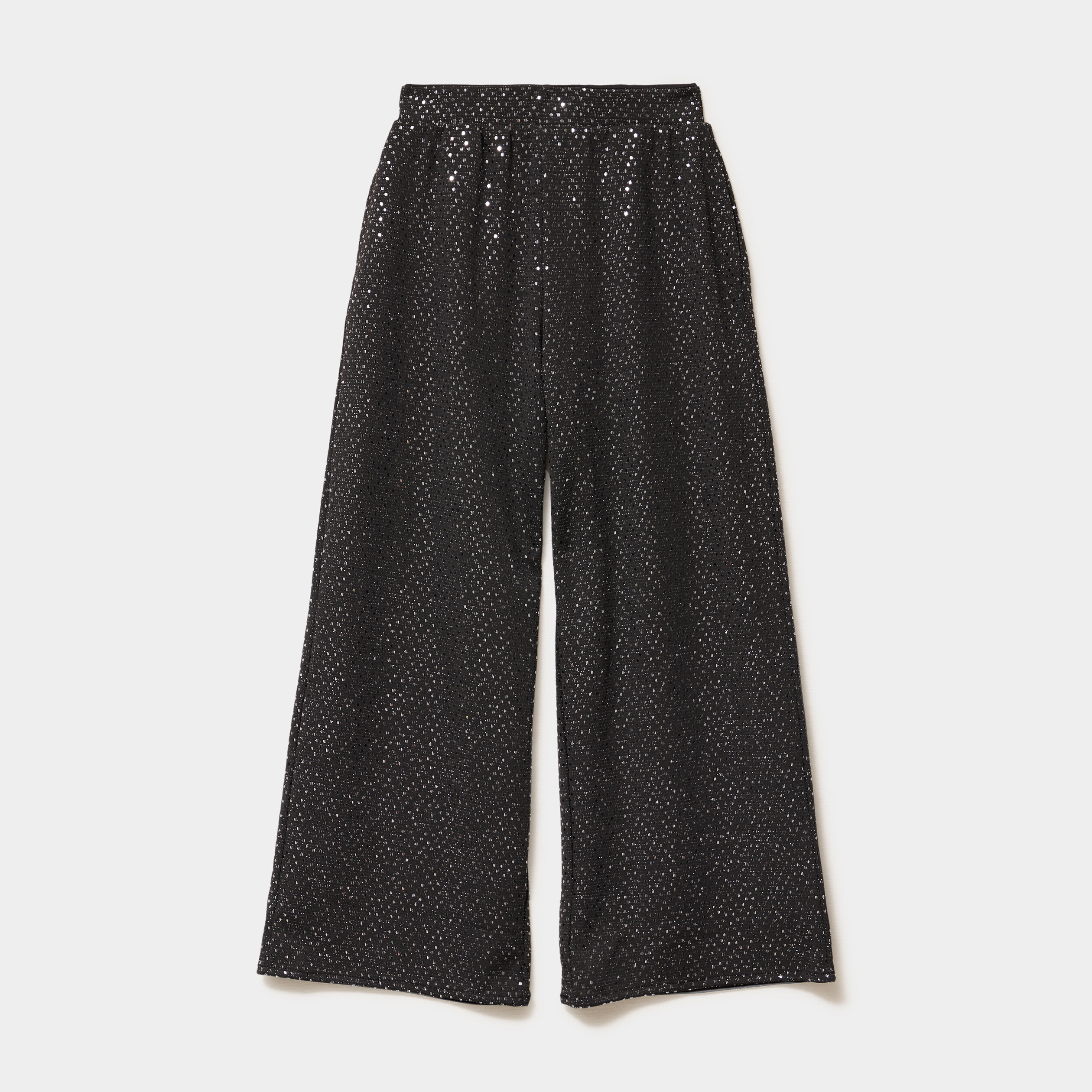 Pantalon large &agrave; strass gris argent fille