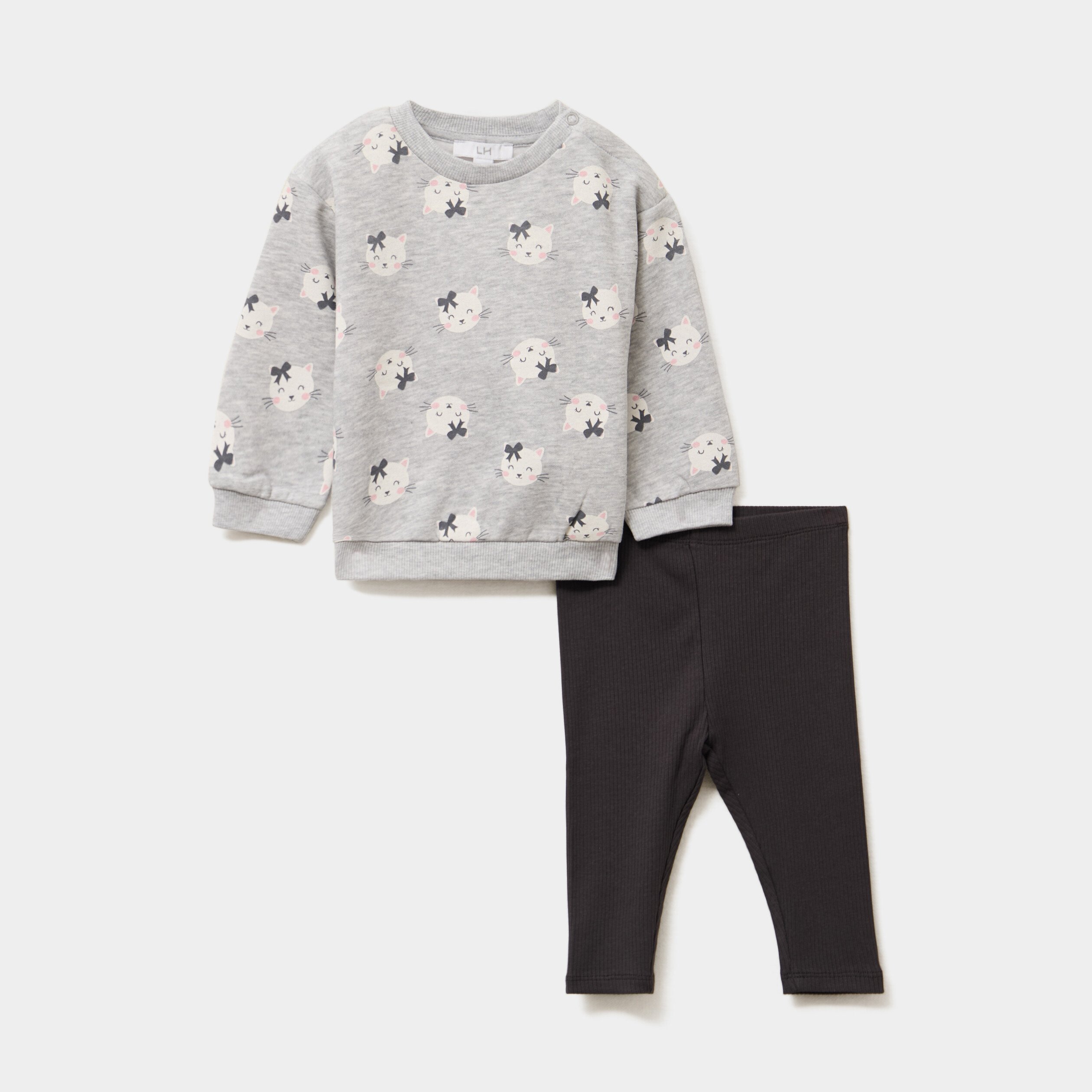 ensemble sweat et legging gris clair bebef Ensemble sweat et legging gris clair bébé fille