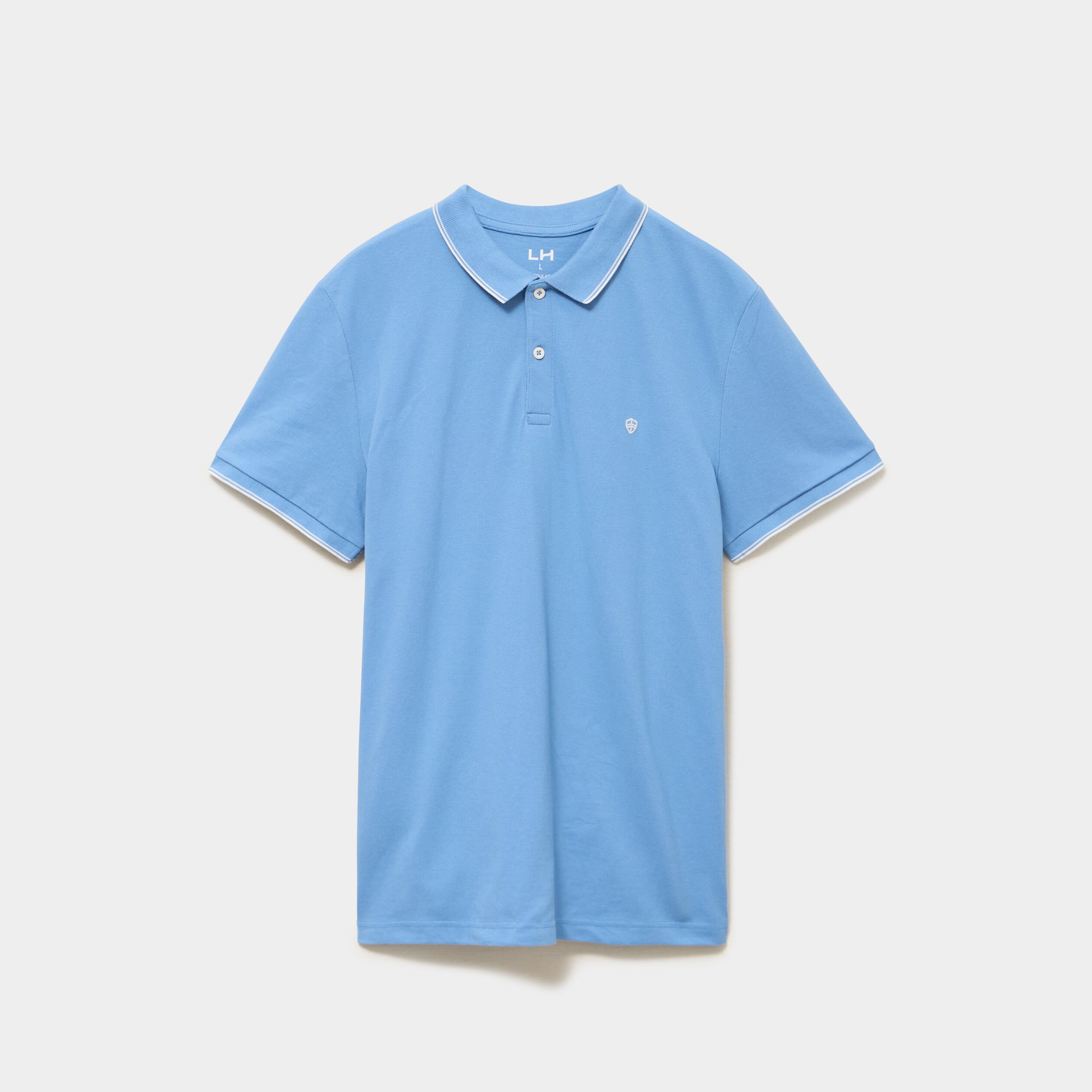 Polo piqu&eacute; coton manches courtes bleu homme