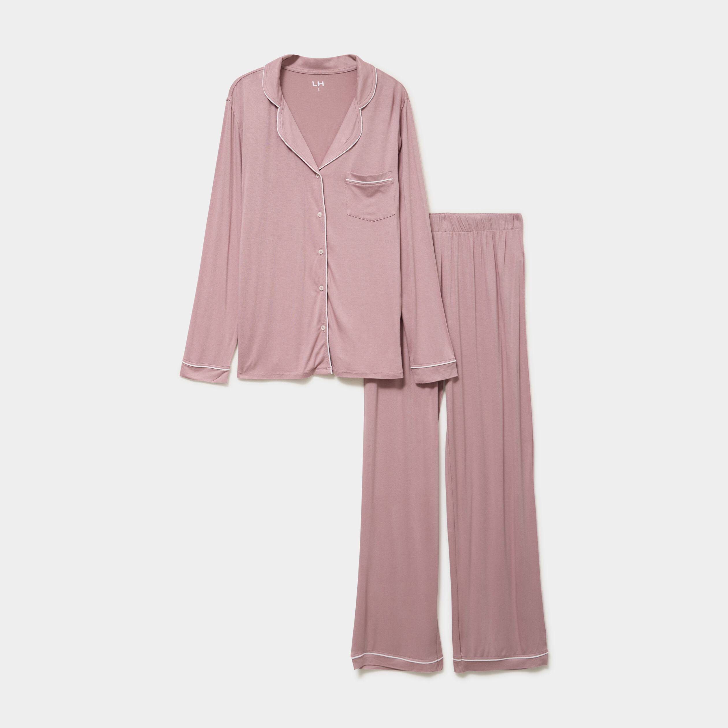 Ensemble pyjama pantalon et chemise mauve femme