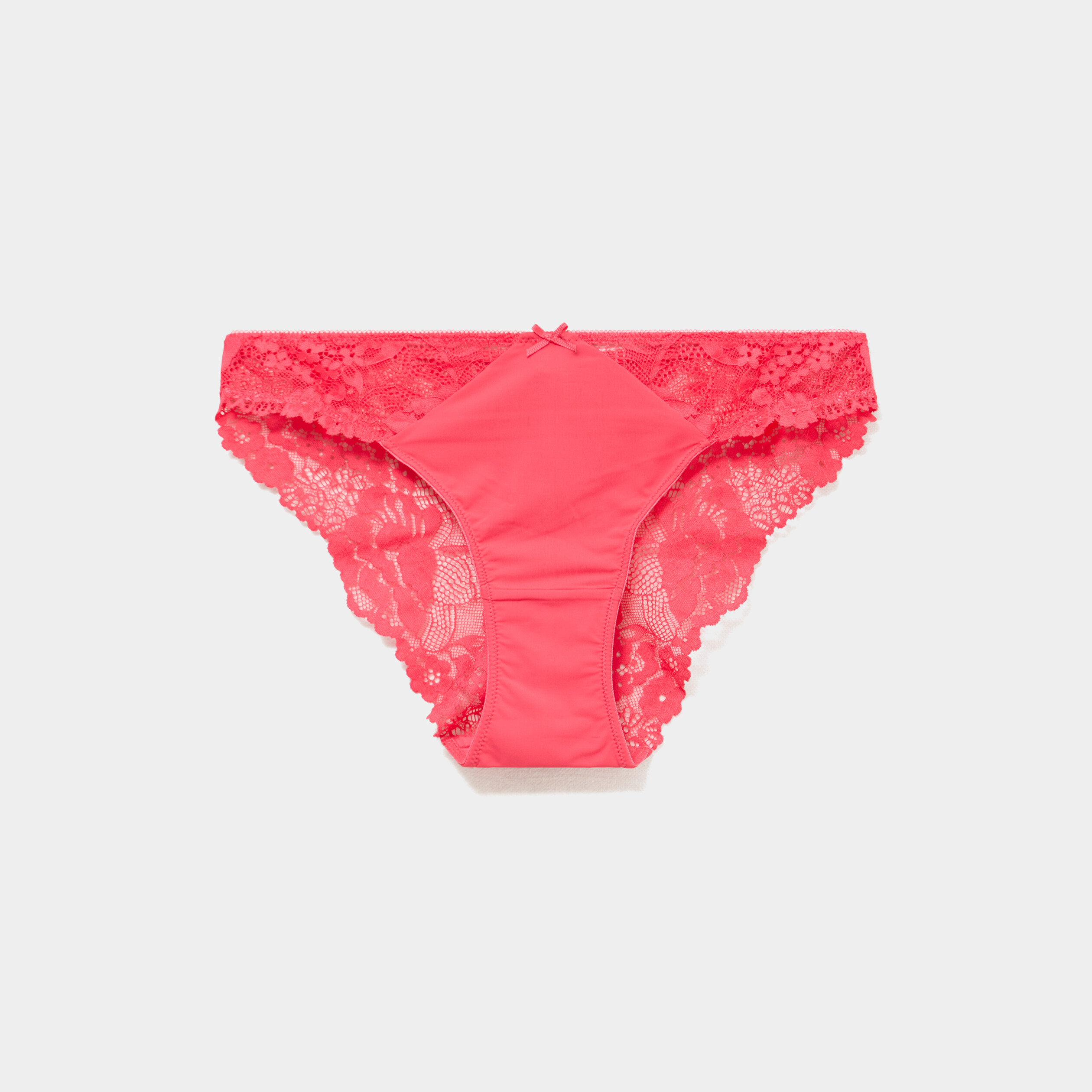 Culotte avec dentelle rouge corail femme