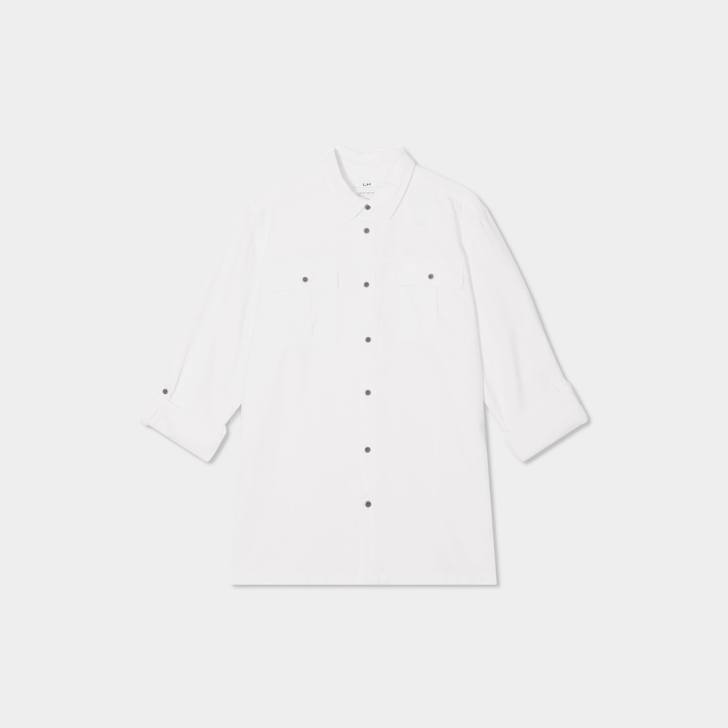 Chemise manches retroussables ivoire homme