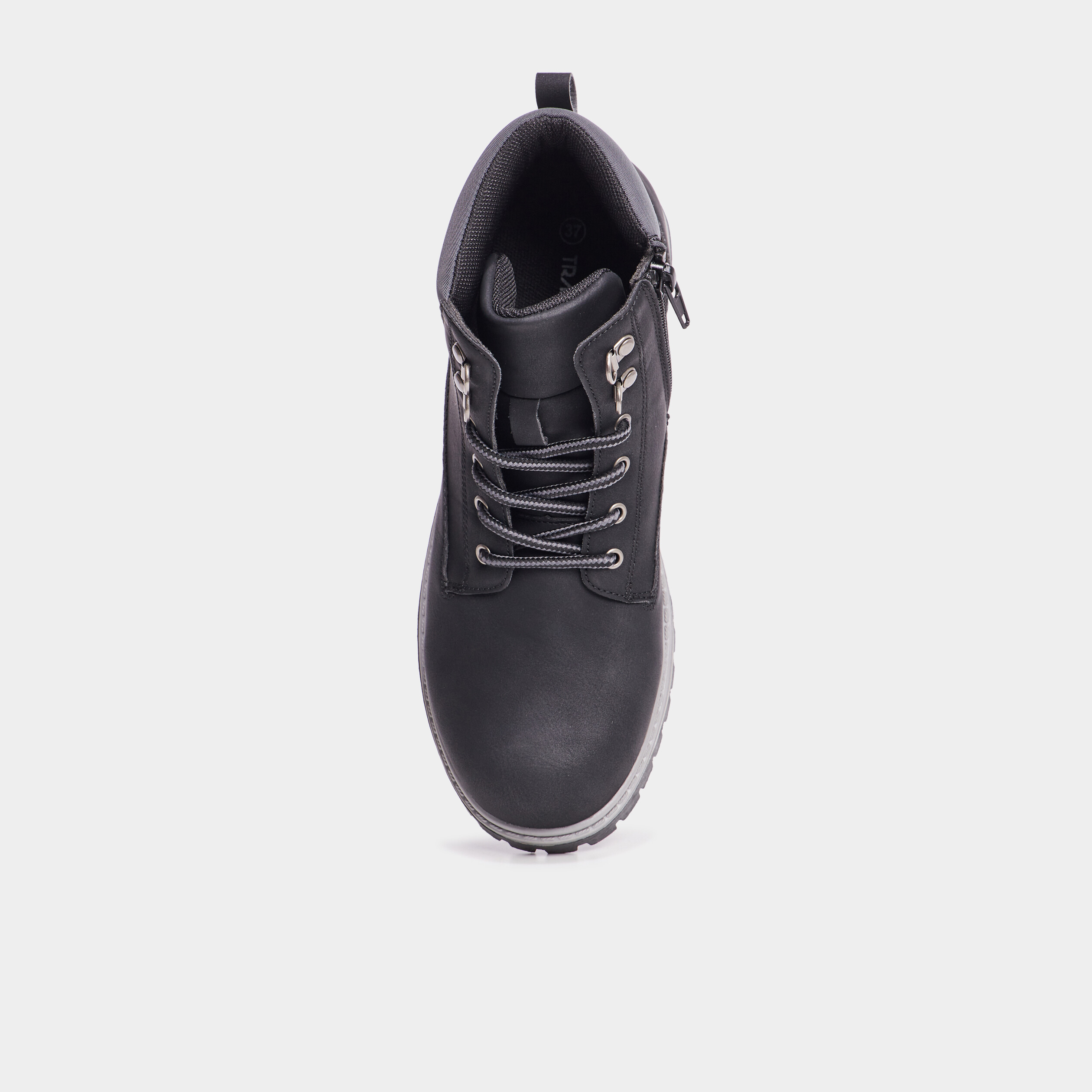 Boots crant&eacute;es zipp&eacute;es Trappeur noir gar&ccedil;on