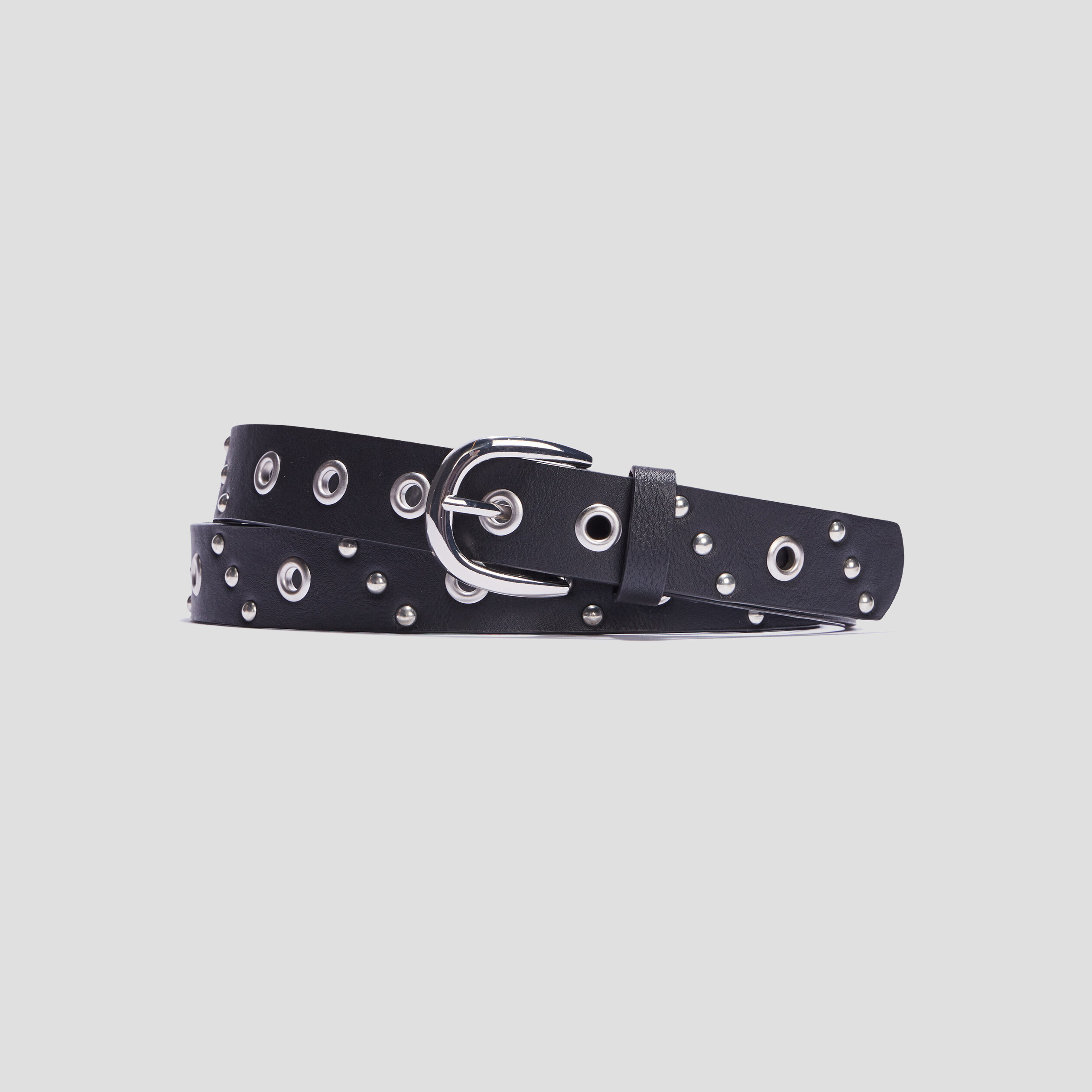 Ceinture a clous et oeillets noir femme