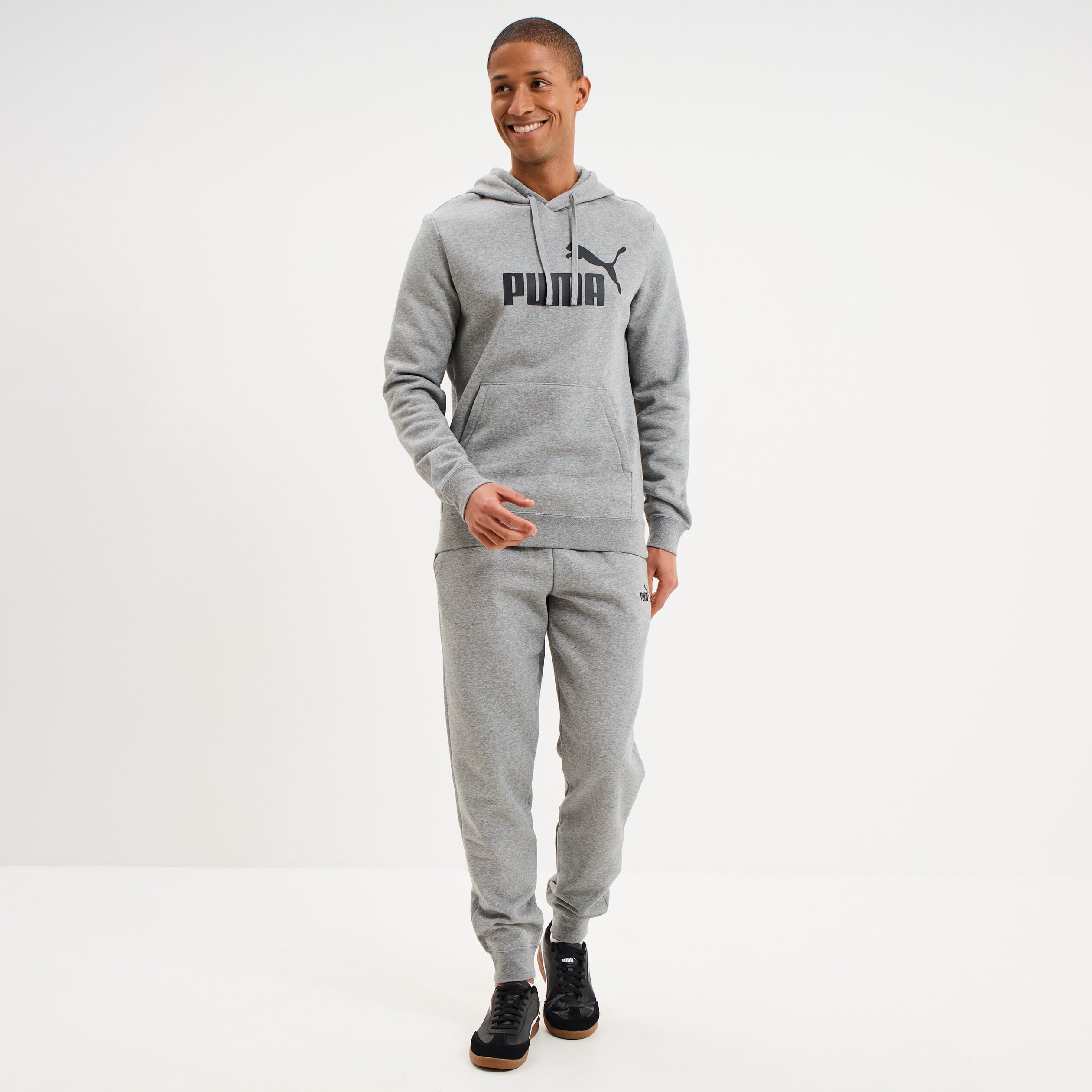 Sweat hoodie &agrave; capuche molleton Puma gris homme