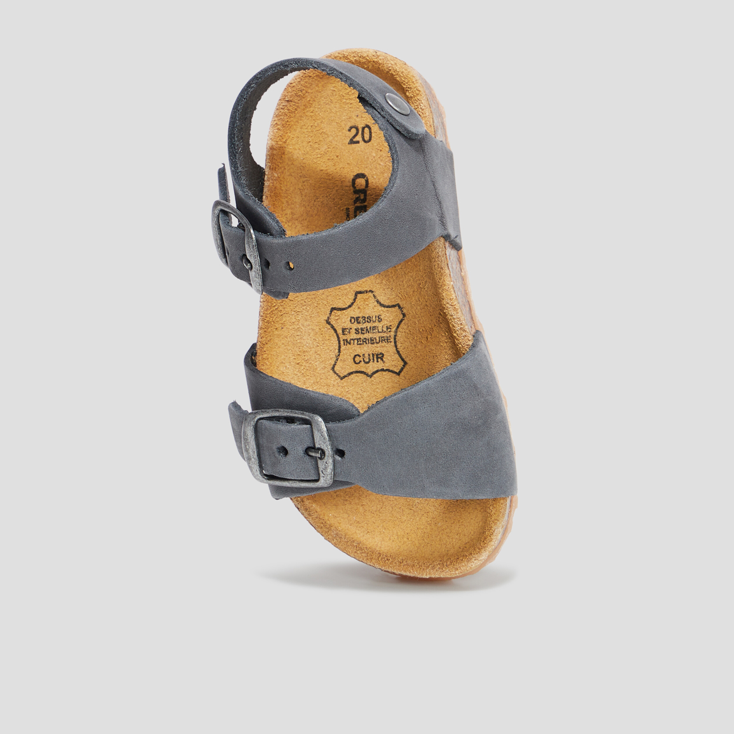 Sandales avec boucles en cuir Creeks gris bebe garcon La Halle