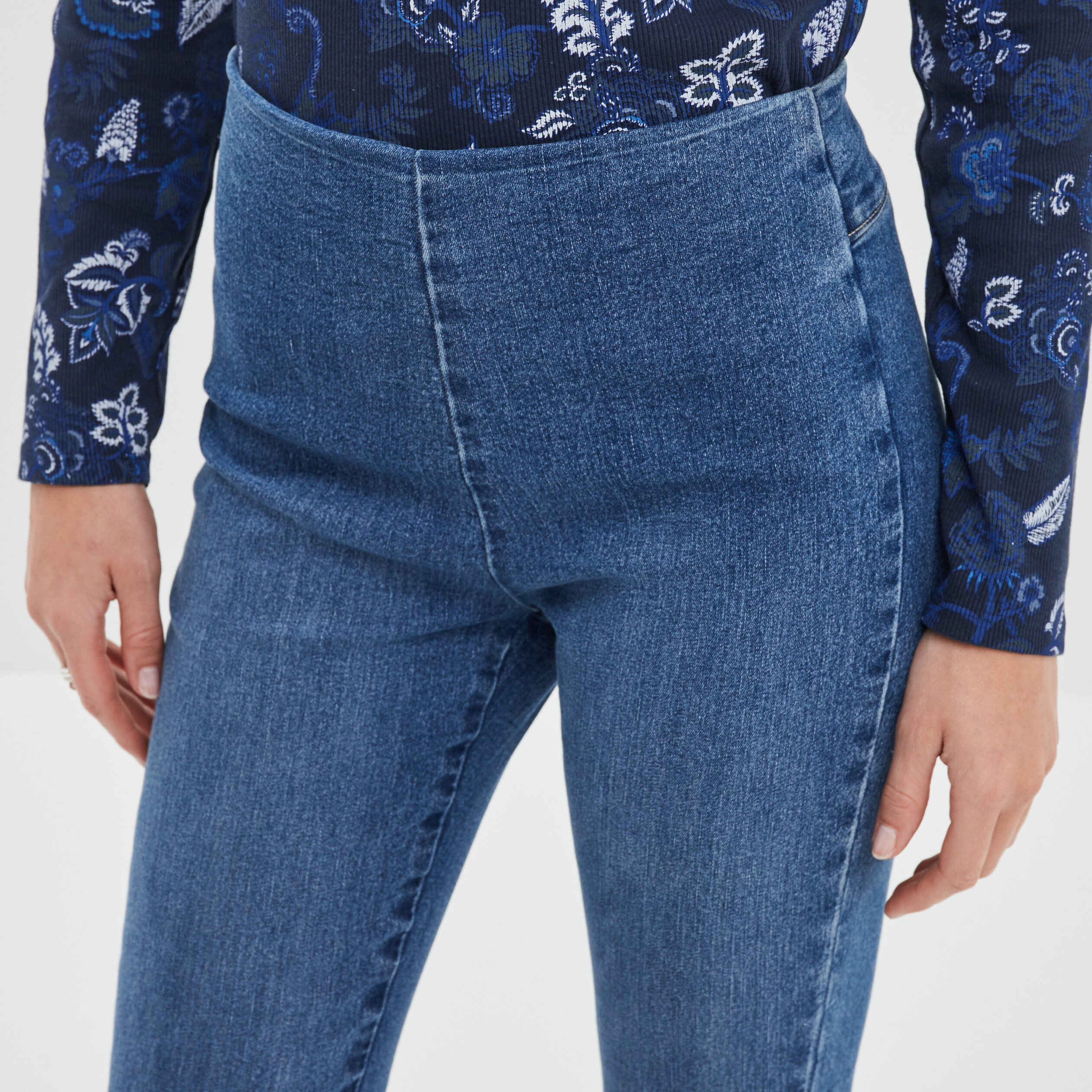 Jegging slim taille haute denim double stone femme