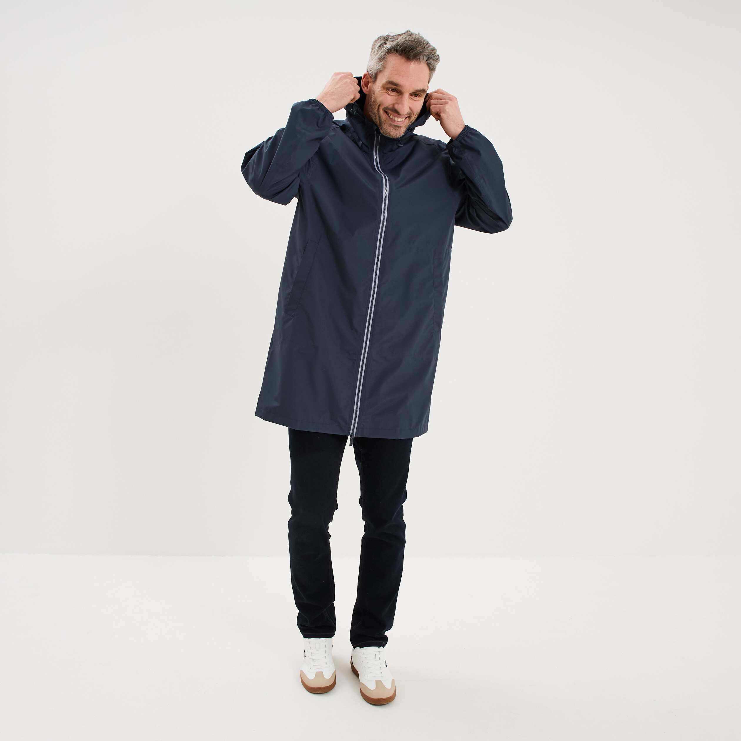 Parka imperm&eacute;able coupe-vent &agrave; capuche gris fonc&eacute; homme