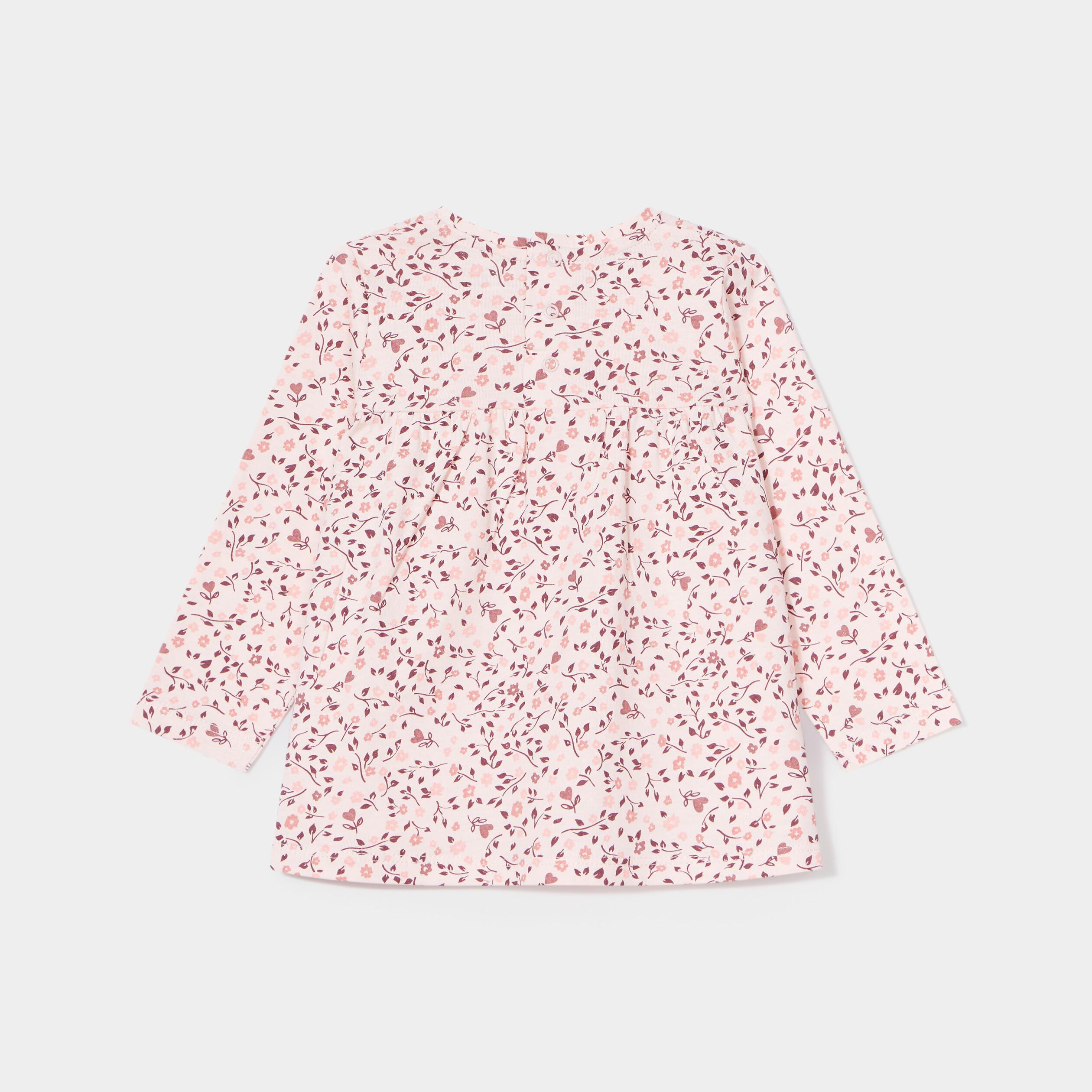 t shirt ample manches longues coton rose clair bebef T-shirt ample manches longues coton rose clair bébé fille