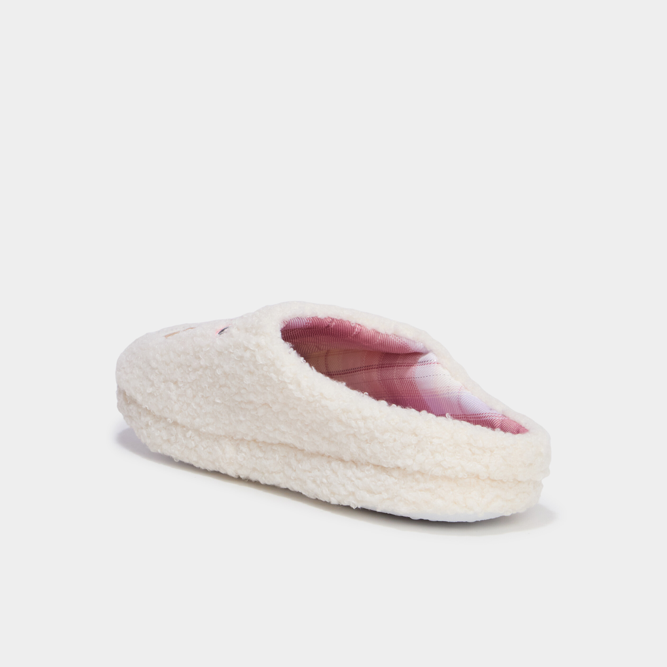 Chaussons mules effet bouclette blanc femme