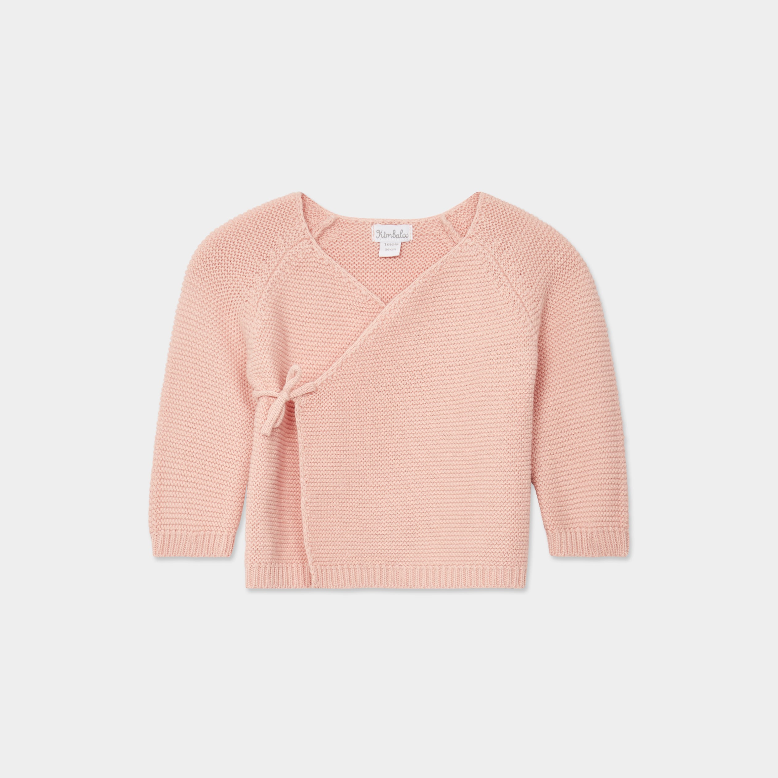 Brassi&egrave;re naissance tricot nou&eacute;e coton rose poudr&eacute;e b&eacute;b&eacute;