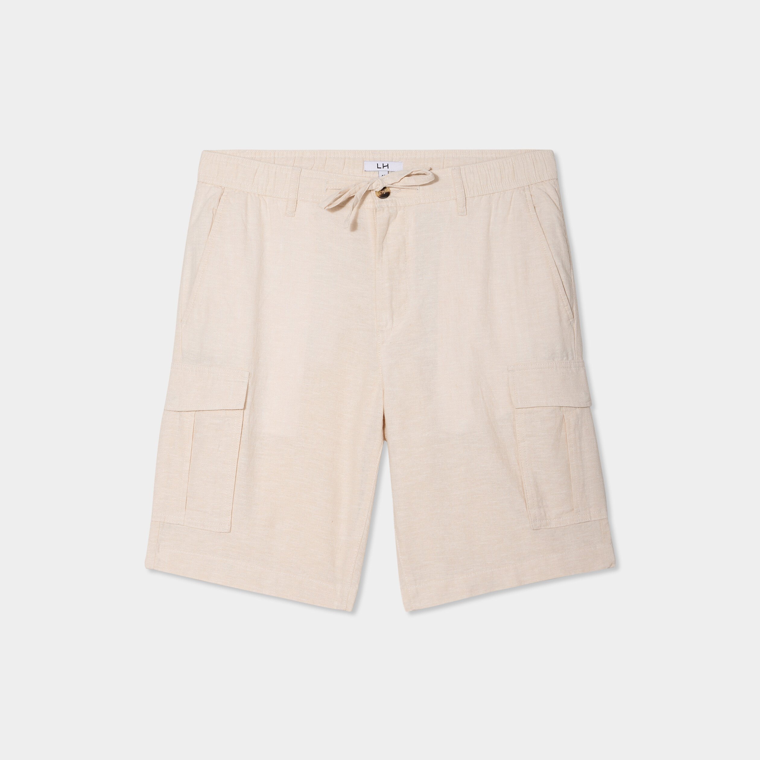 bermuda cargo en lin melange gris clair homme Bermuda cargo en lin mélangé gris clair homme
