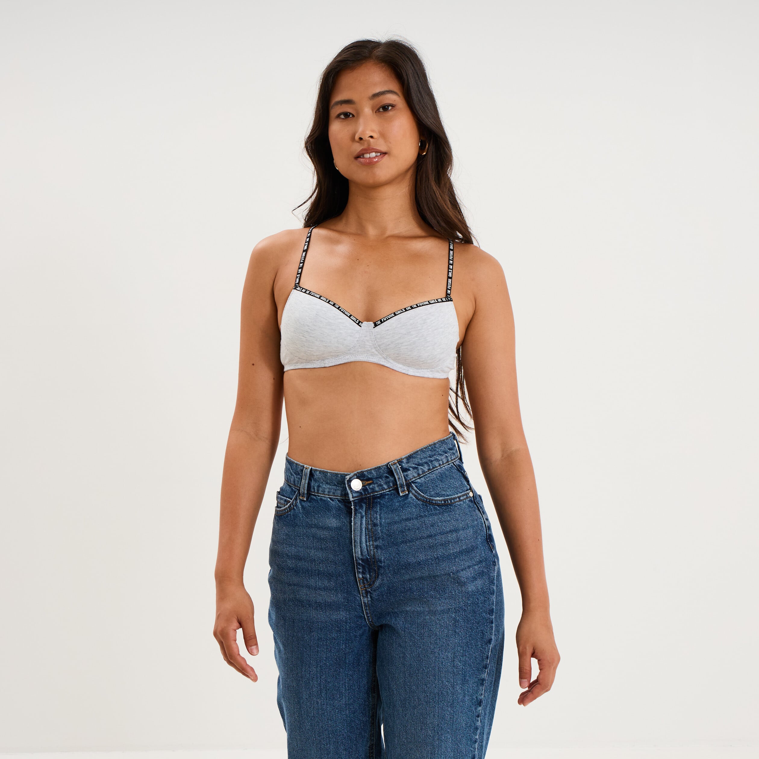 Soutien-gorge triangle padd&eacute; gris femme