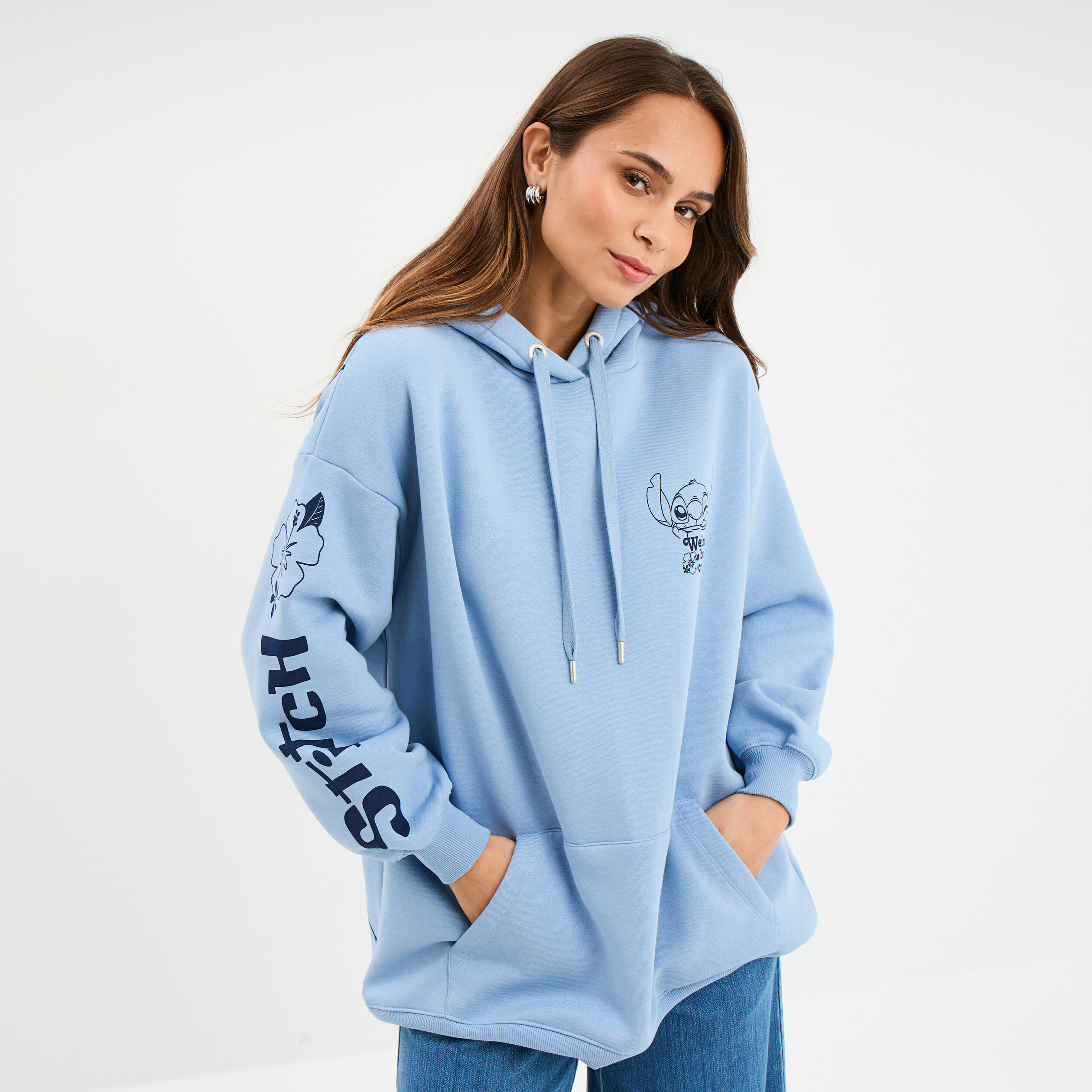 sweat hoodie oversize a capuche stitch bleu femme Sweat hoodie oversize à capuche Stitch bleu femme