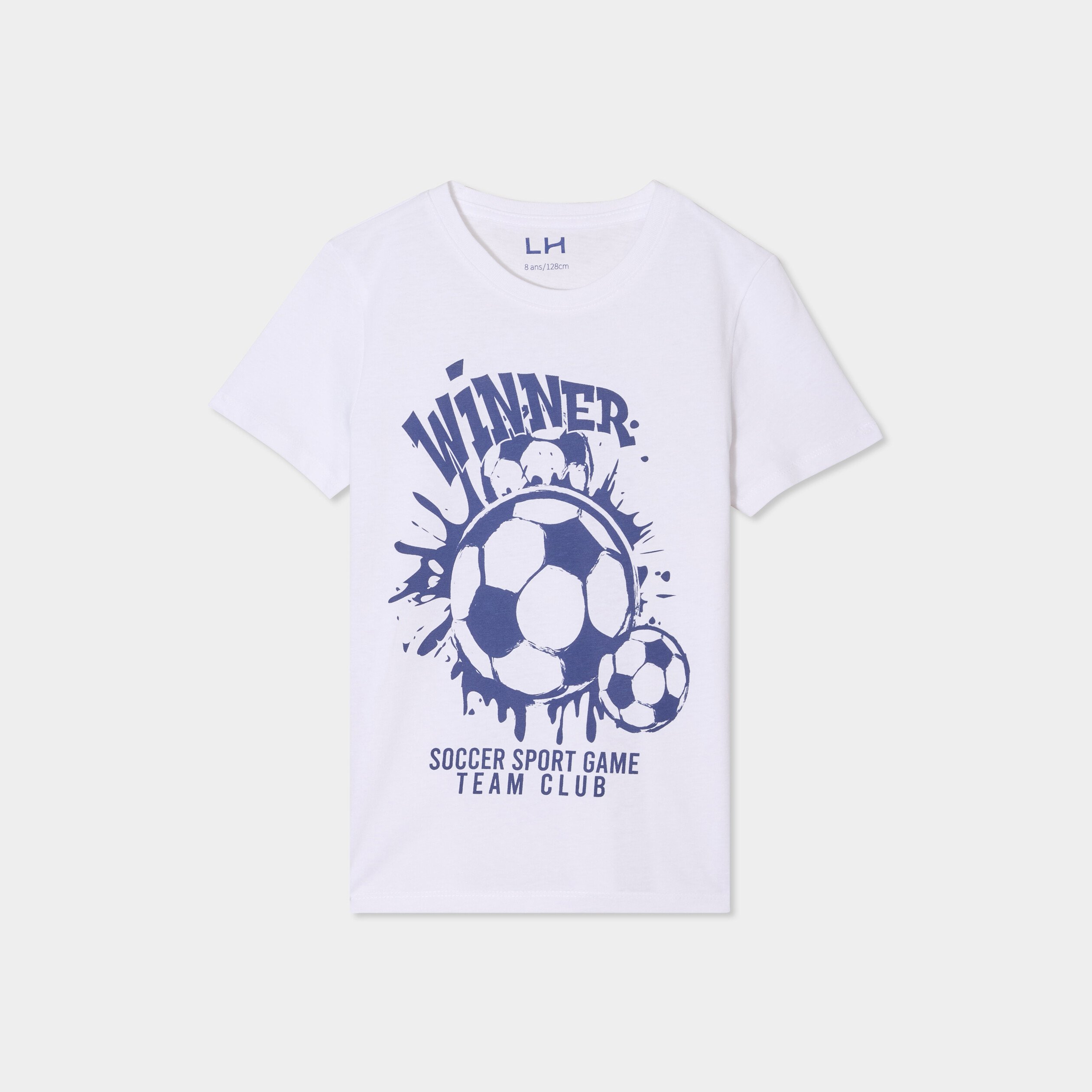 t shirt col rond manches courtes coton blanc garcon T-shirt col rond manches courtes coton blanc garçon