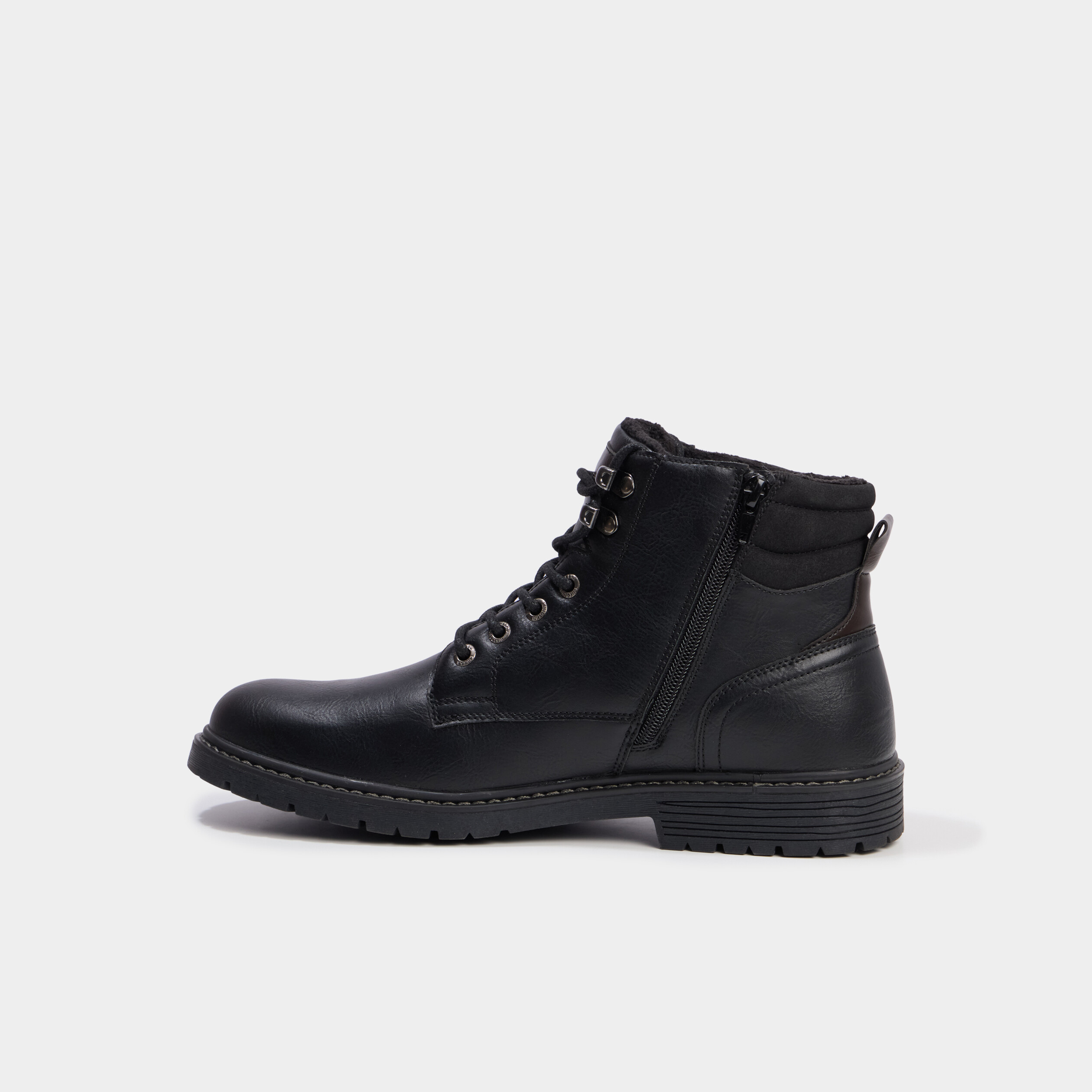 Bottines &agrave; lacets avec zip c&ocirc;t&eacute; noir homme