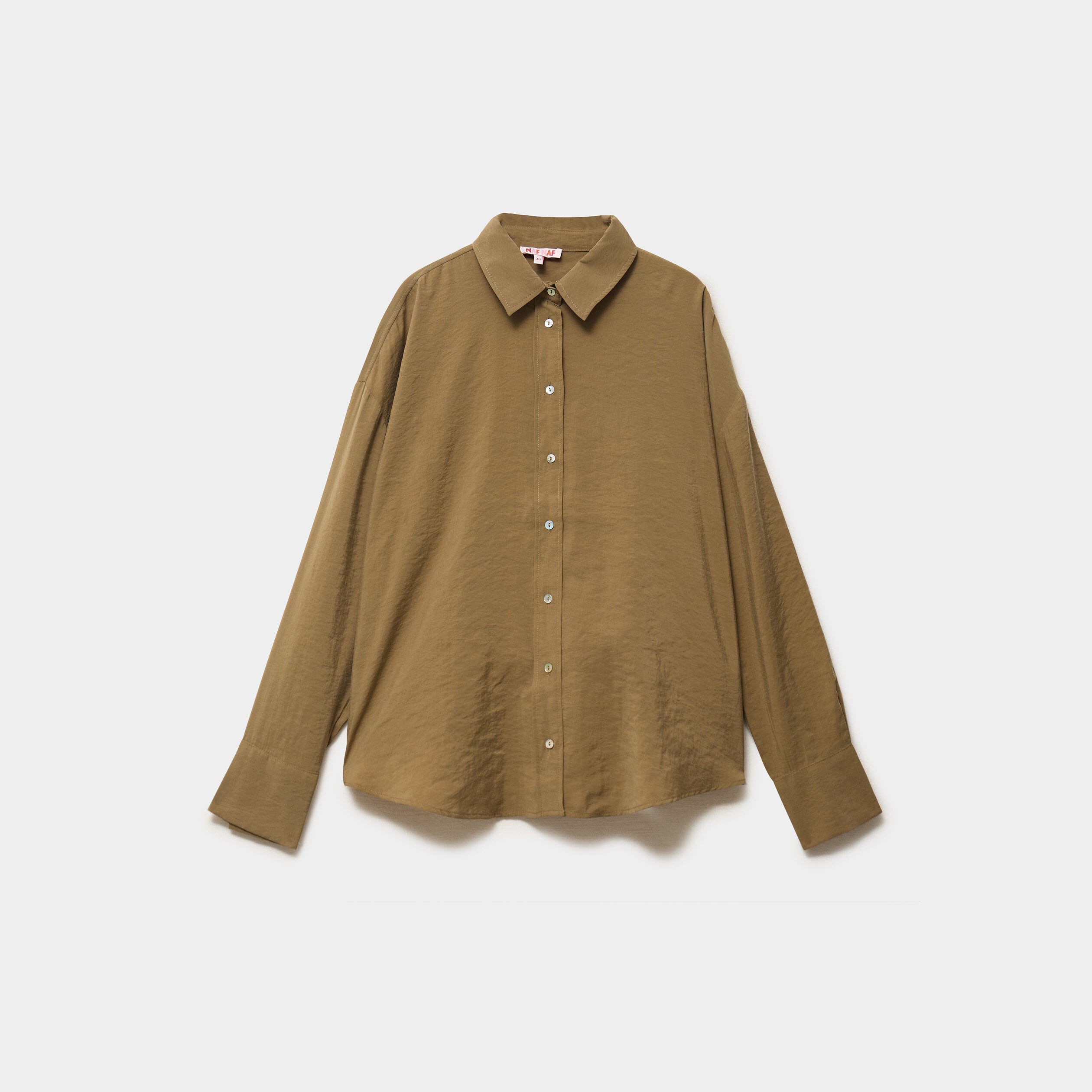 Chemise fluide manches longues oversize vert kaki femme