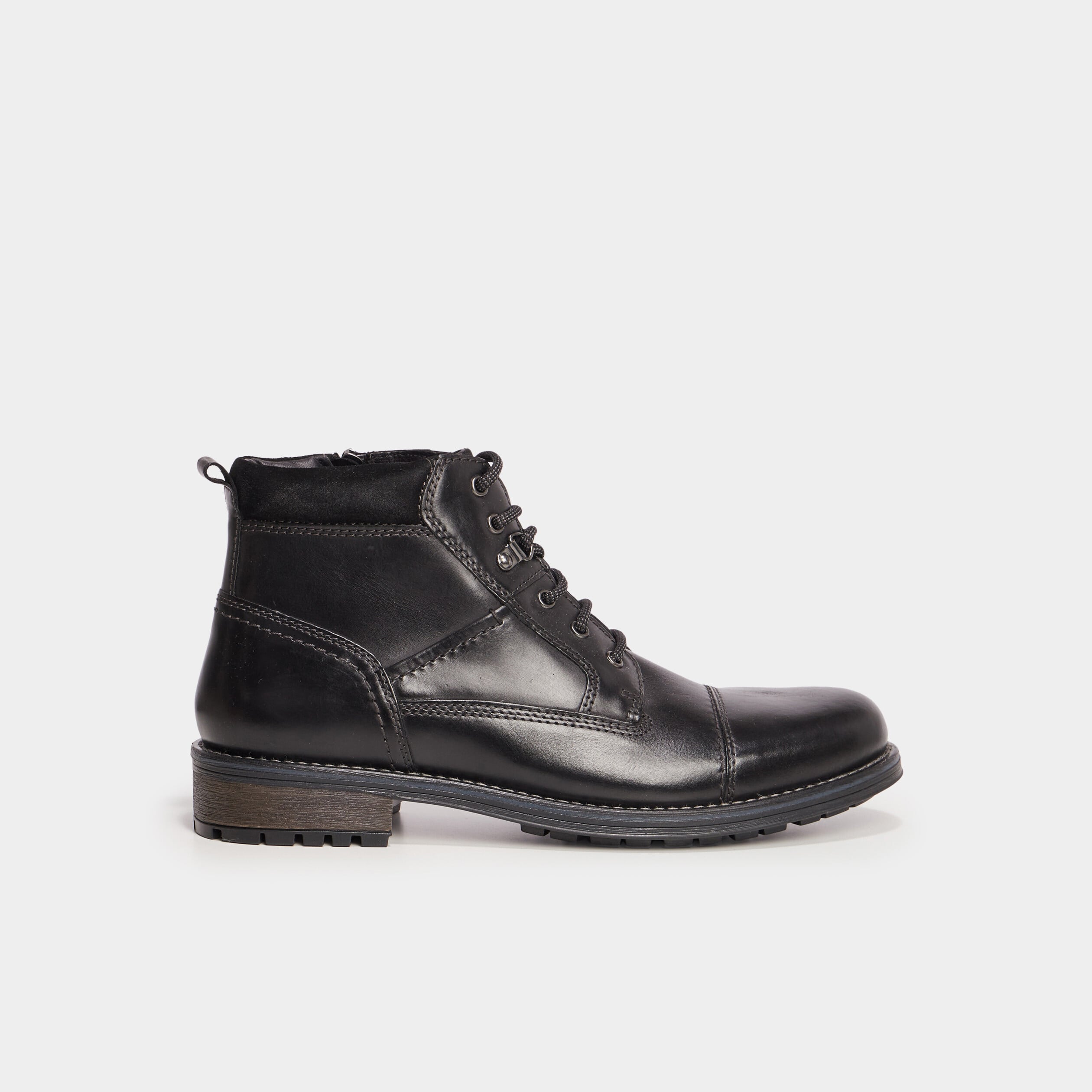 Bottines en cuir noir homme