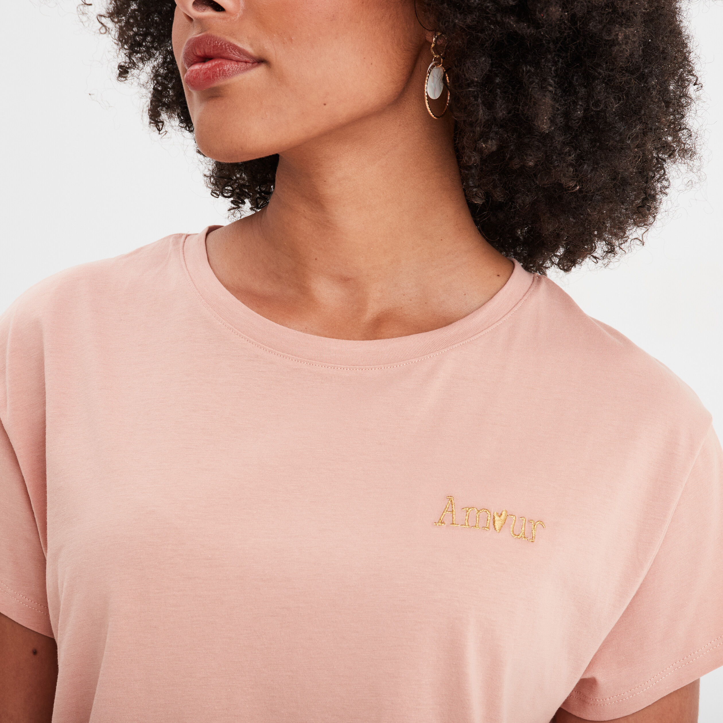 t shirt manches courtes coton vieux rose femme T-shirt manches courtes coton vieux rose femme