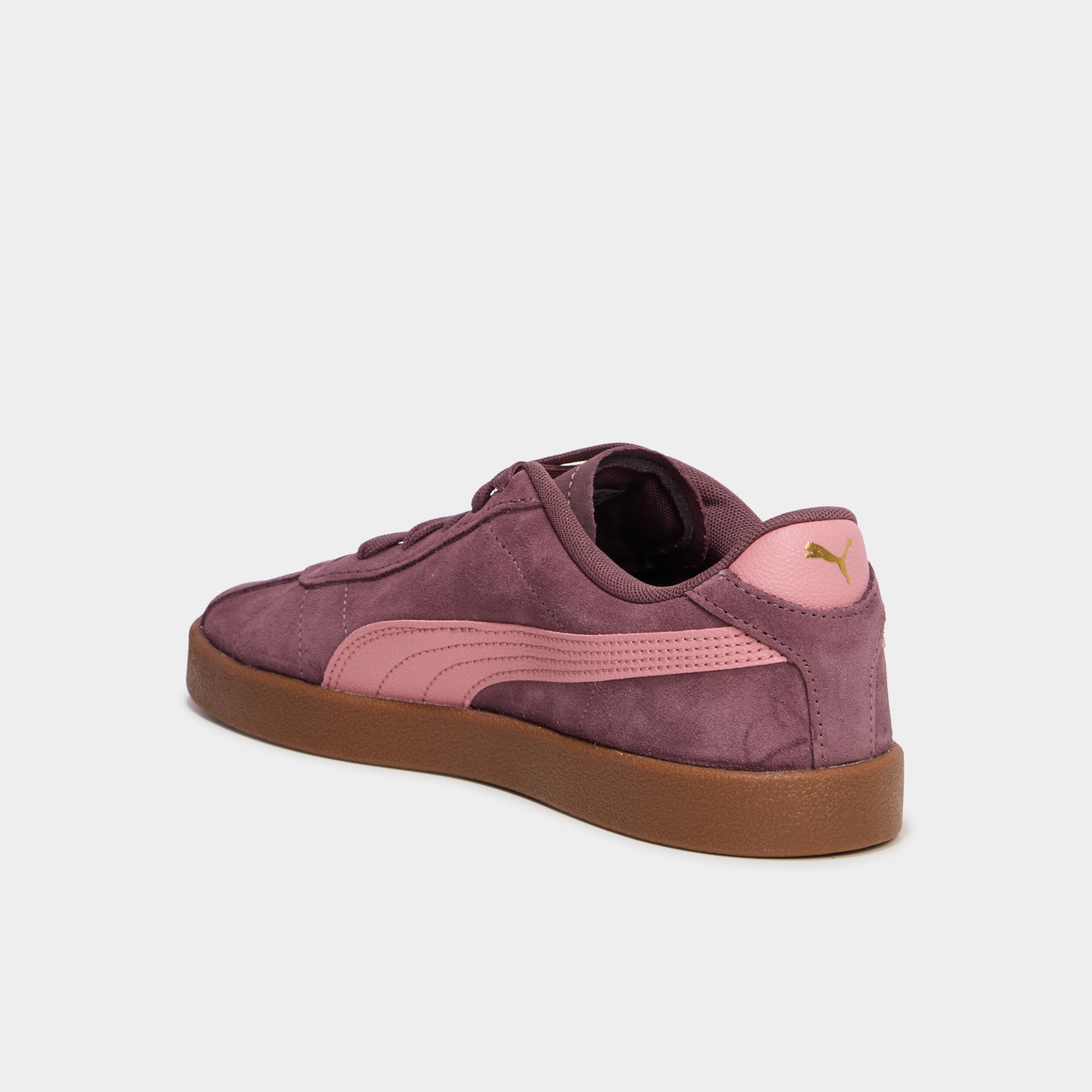 baskets &agrave; lacets en cuir Puma Club II bordeaux femme