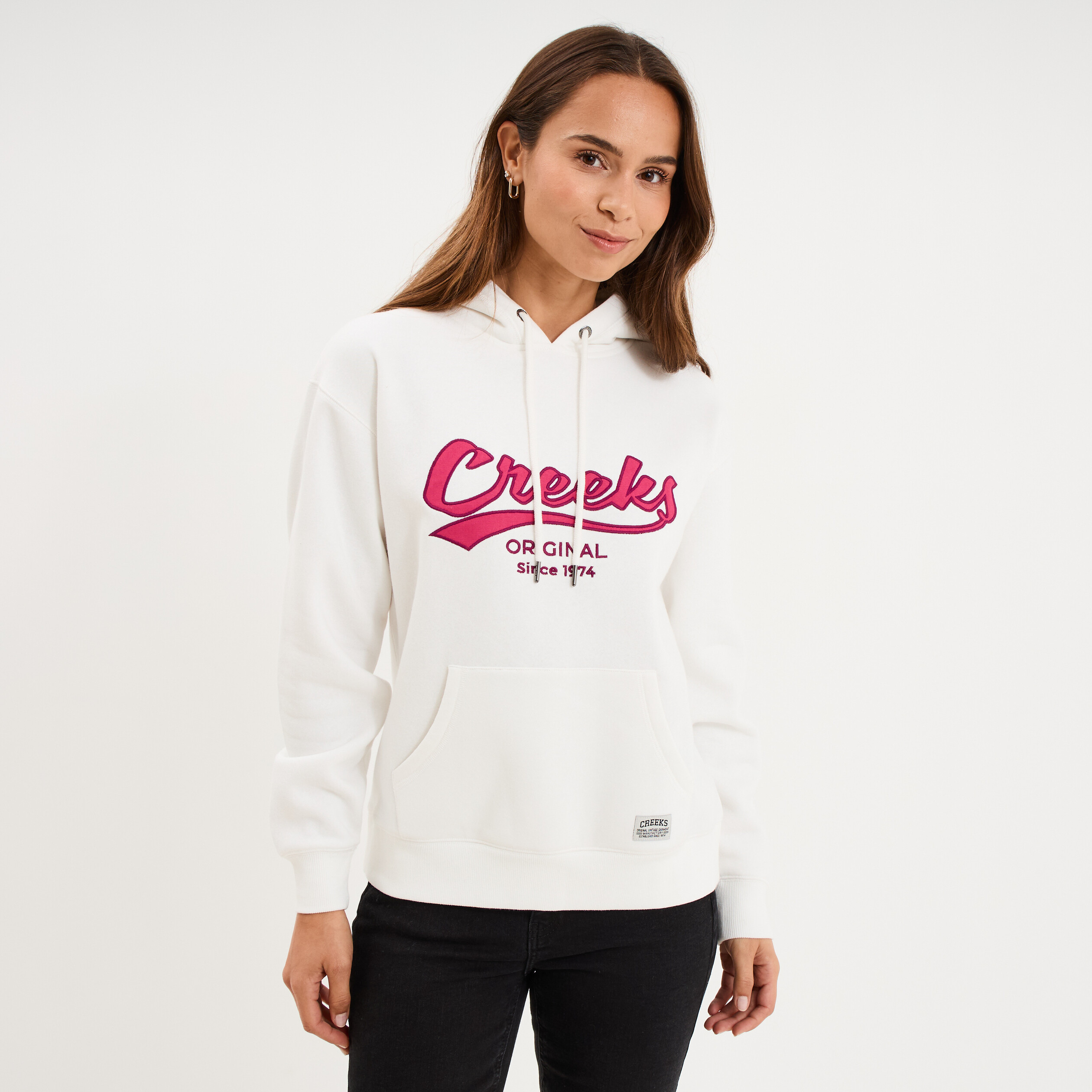 Sweat &agrave; capuche hoodie blanc femme