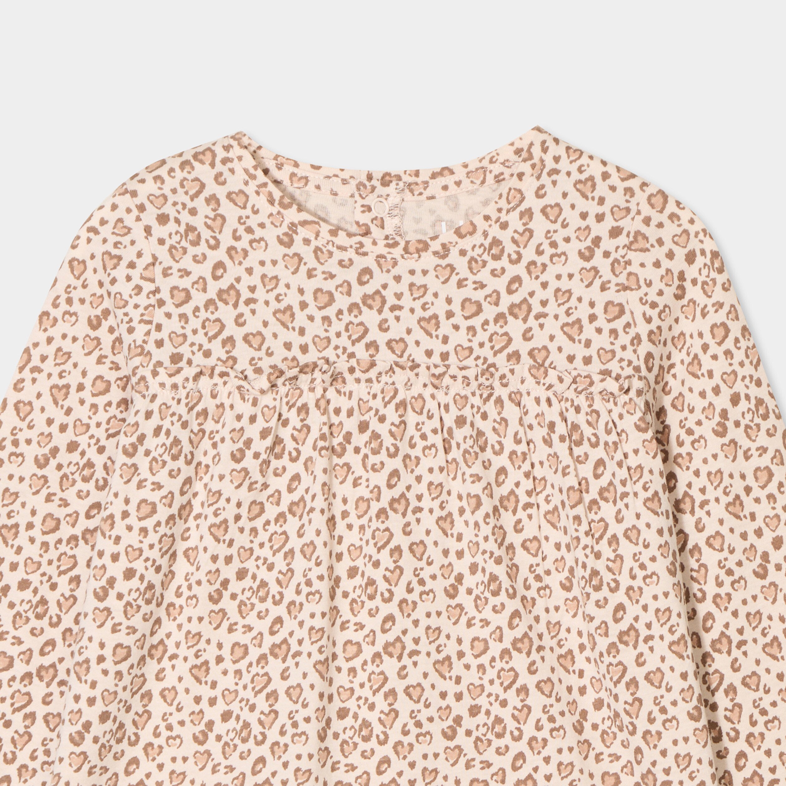 t shirt manches longues col rond coton creme bebef T-shirt manches longues col rond coton creme bébé fille