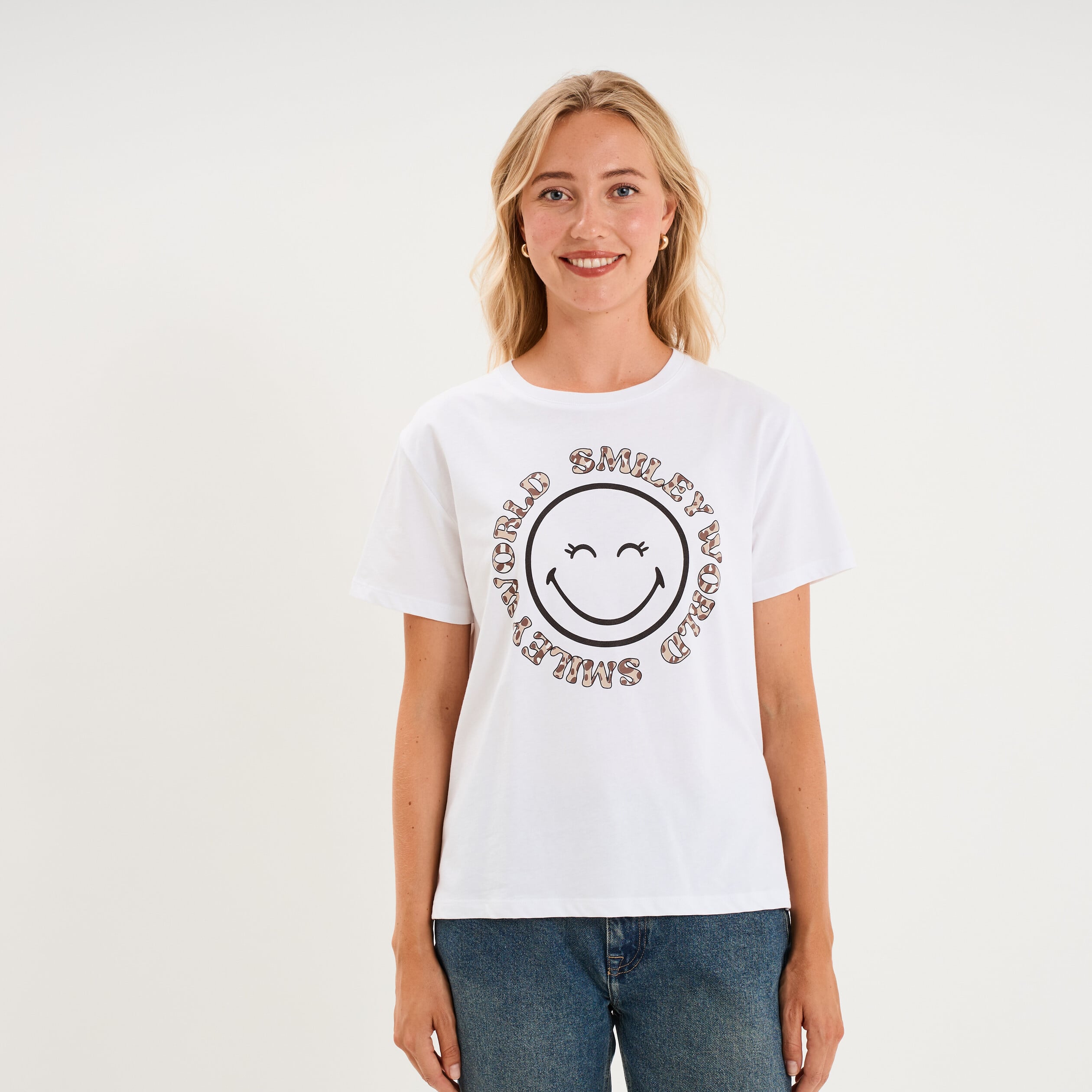 T-shirt manches courtes Smiley World blanc femme
