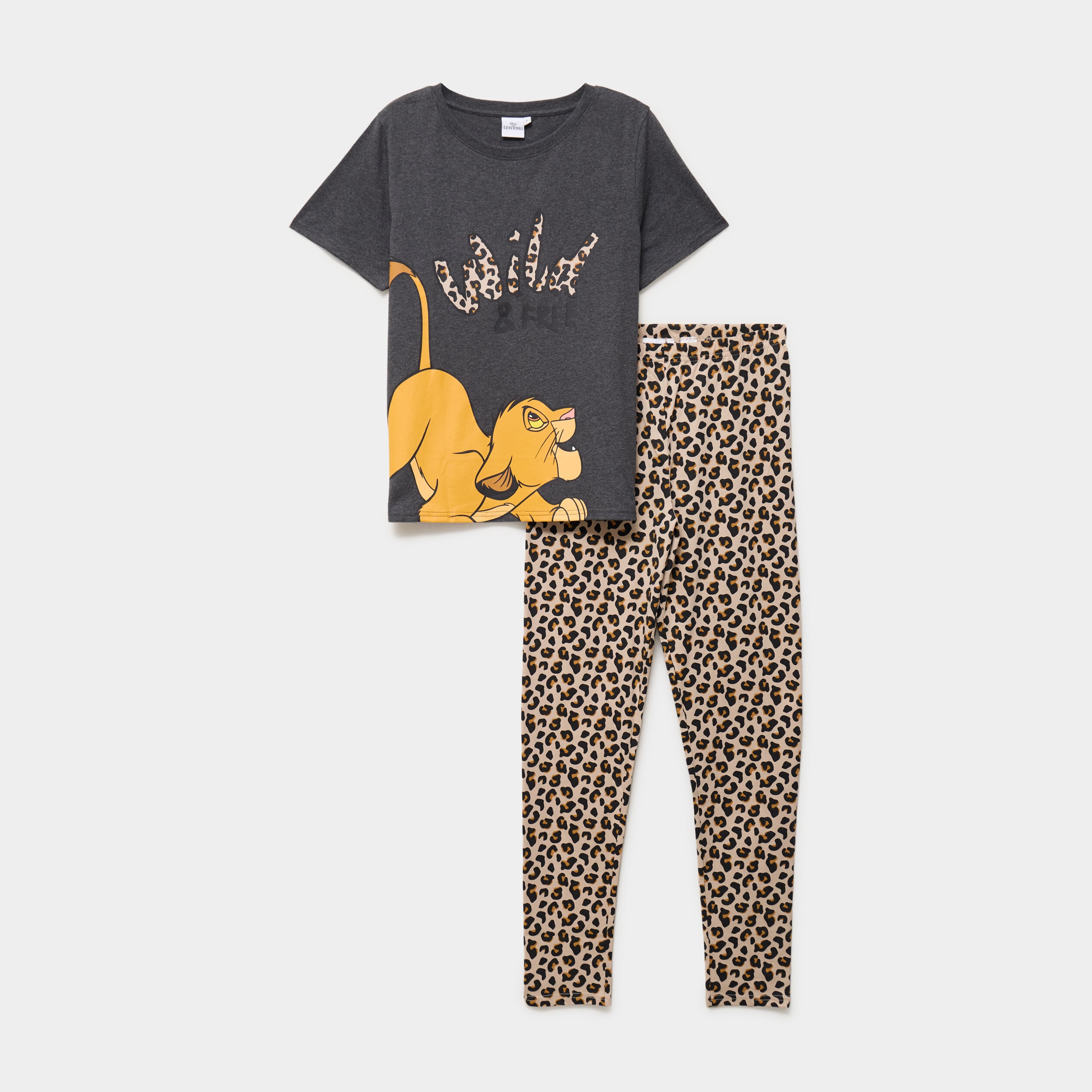 Ensemble pyjama legging Roi Lion Simba gris fonc&eacute; femme
