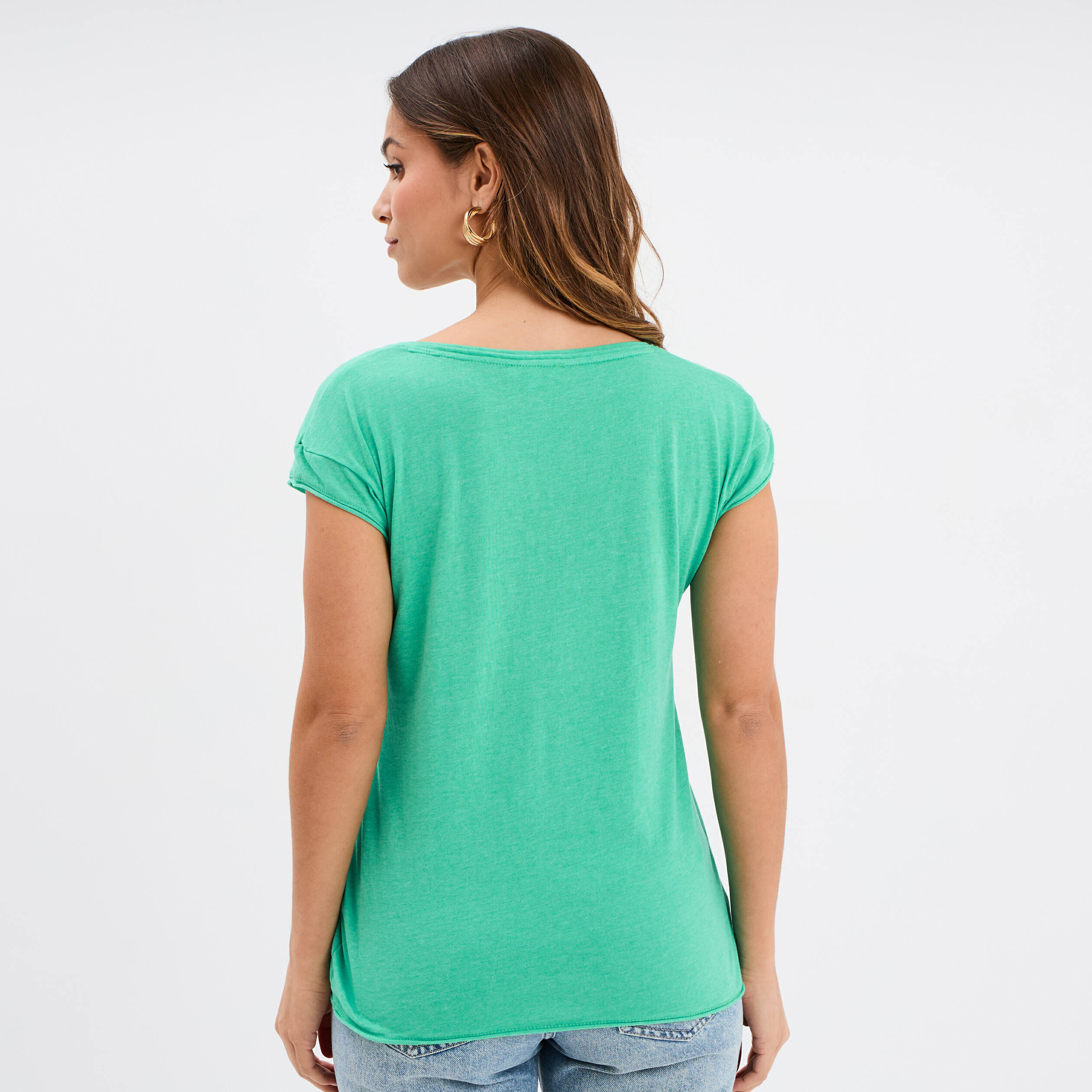t shirt col v poche poitrine creeks vert menthe femme T-shirt col v poche poitrine Creeks vert menthe femme