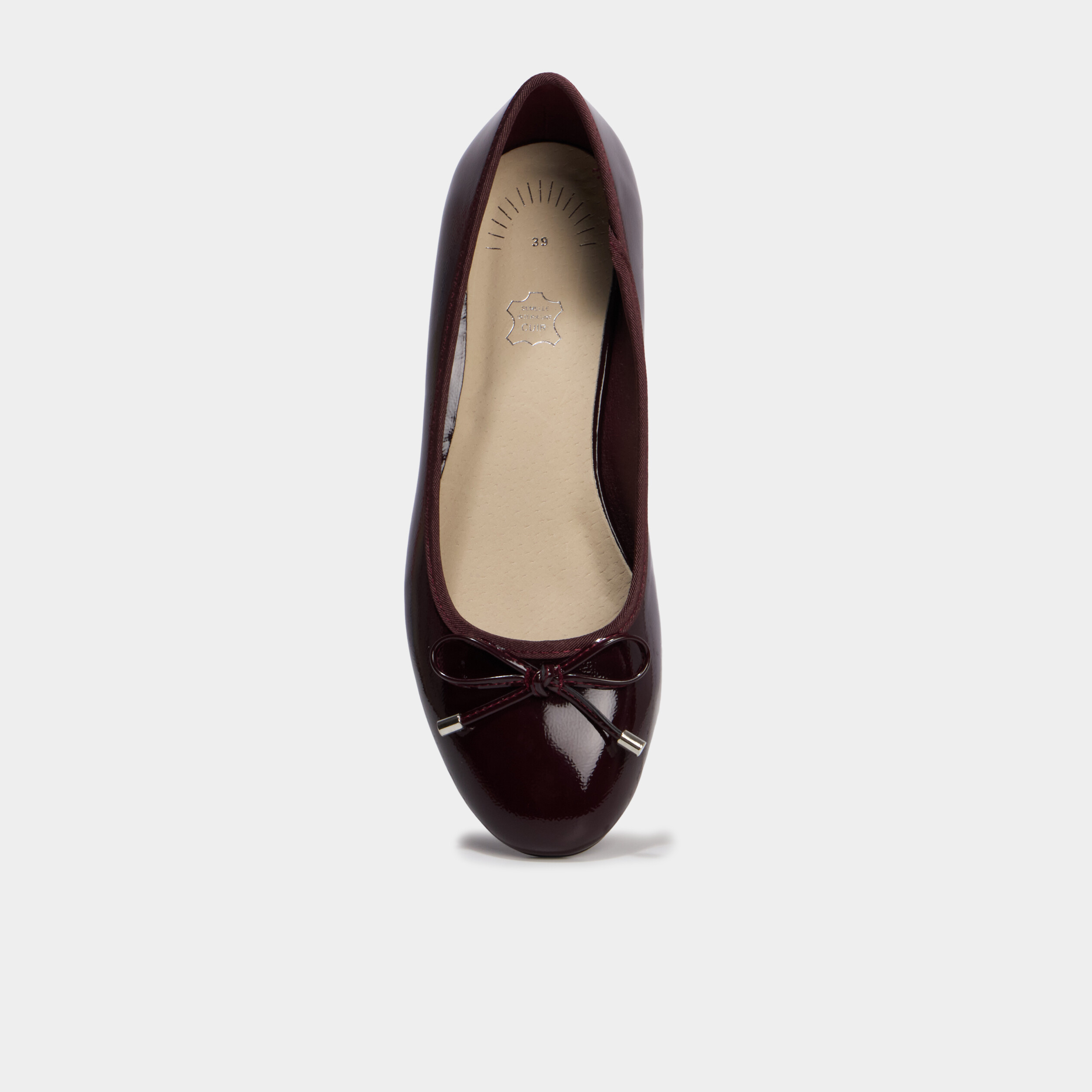 Ballerines &agrave; talons vernies bordeaux femme