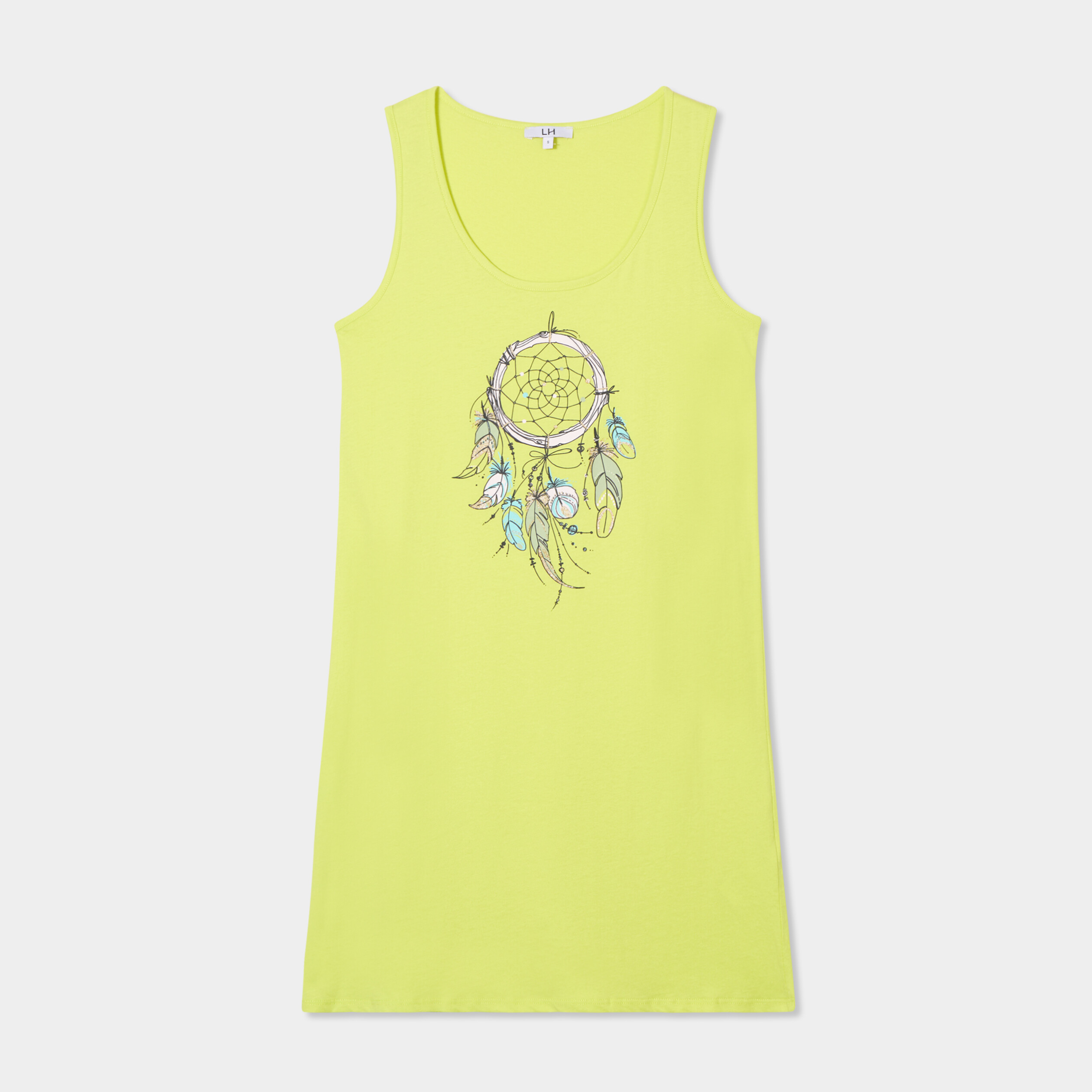 chemise de nuit sans manches coton vert anis femme Chemise de nuit sans manches coton vert anis femme