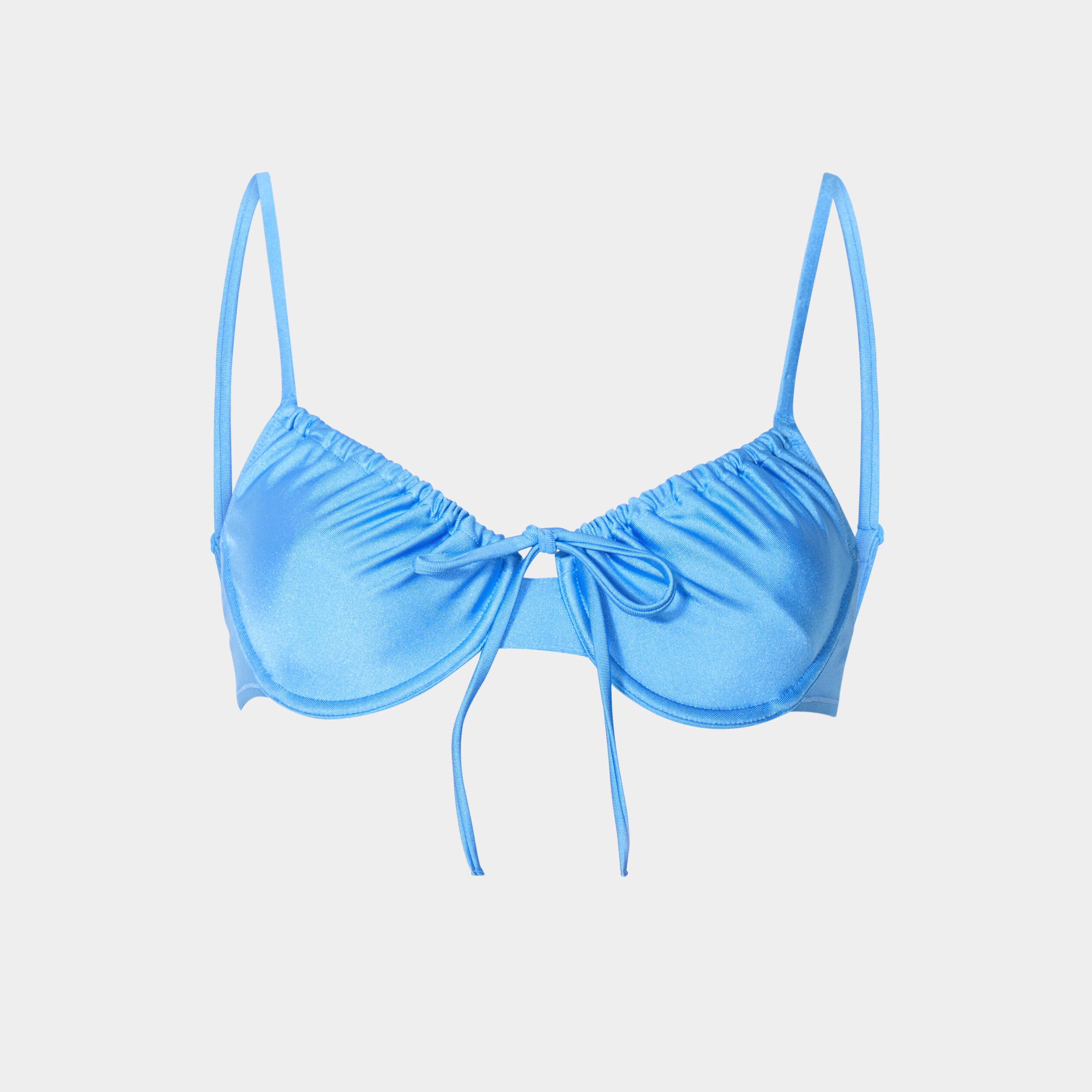 Haut de maillot de bain corbeille noeud bleu clair femme