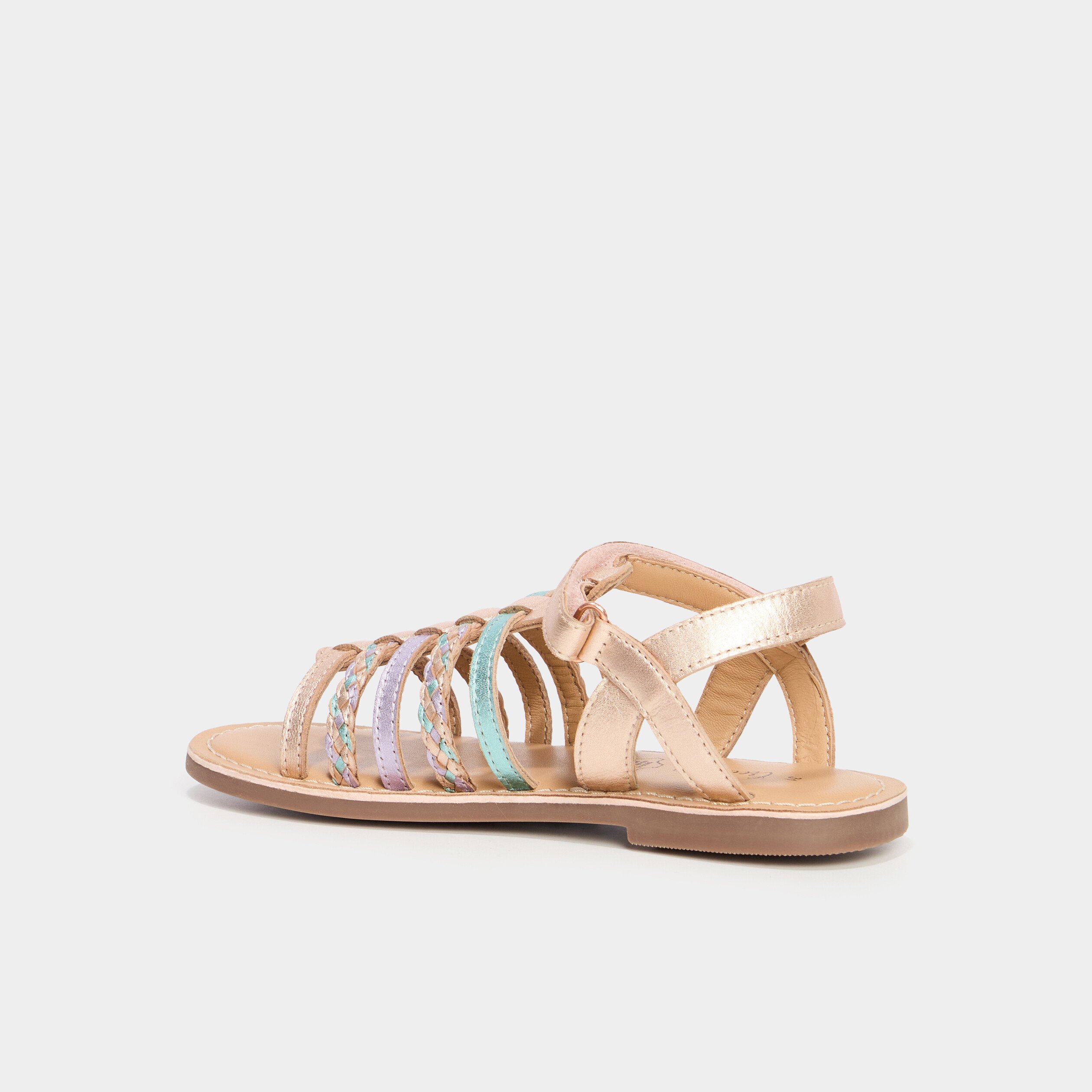 sandales brides tressees en cuir multicolore fille Sandales brides tressées en cuir multicolore fille