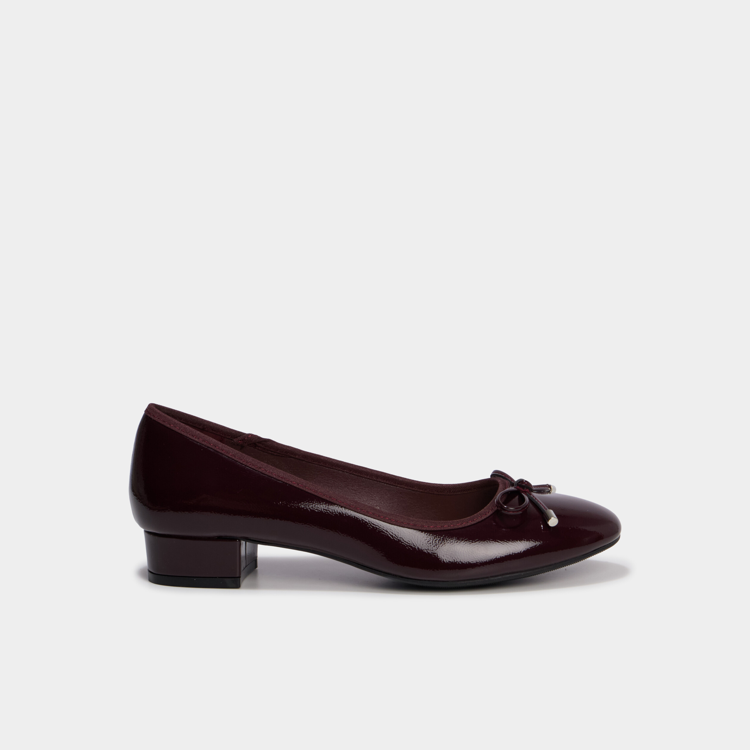 Ballerines &agrave; talons vernies bordeaux femme
