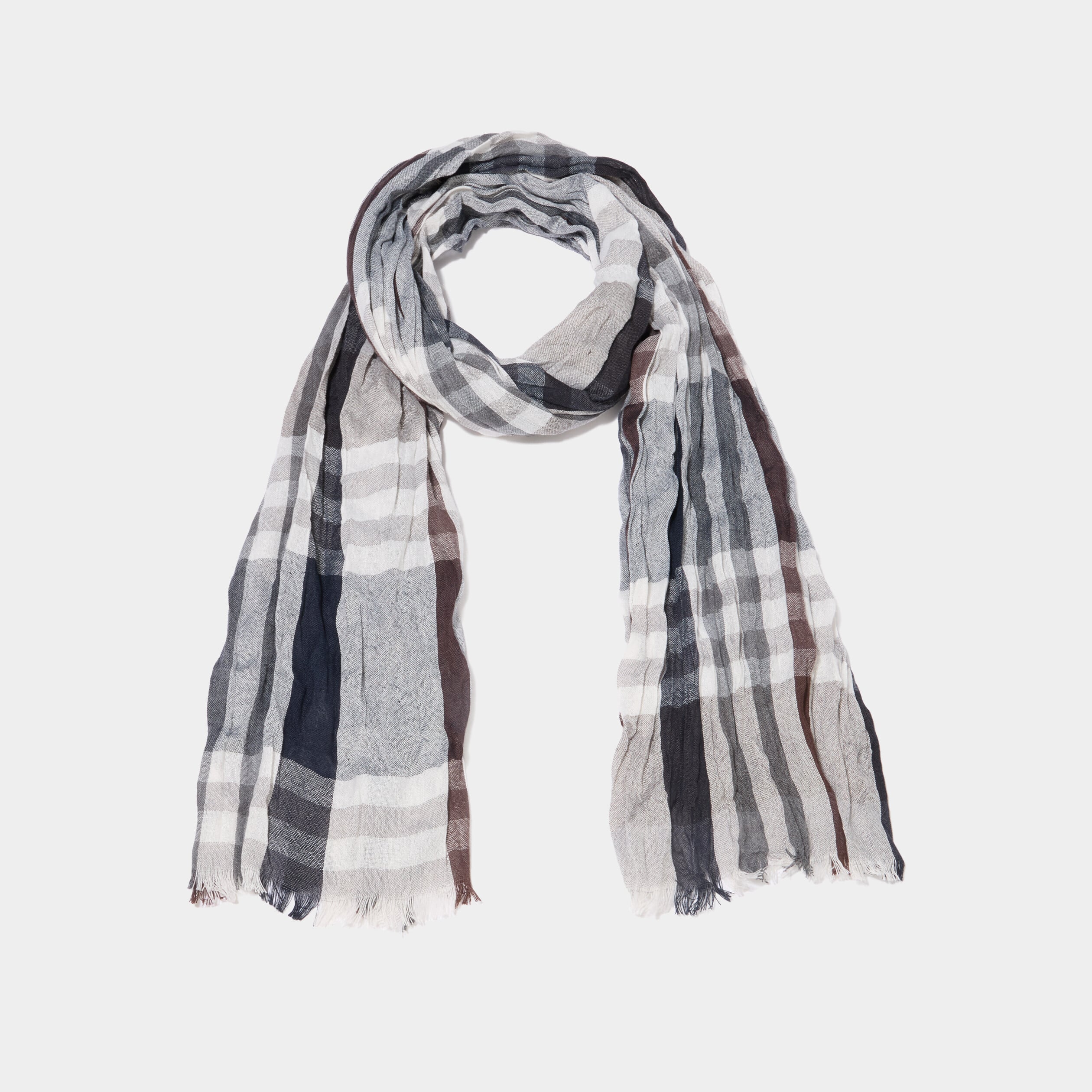 Foulard &agrave; franges fines gris homme