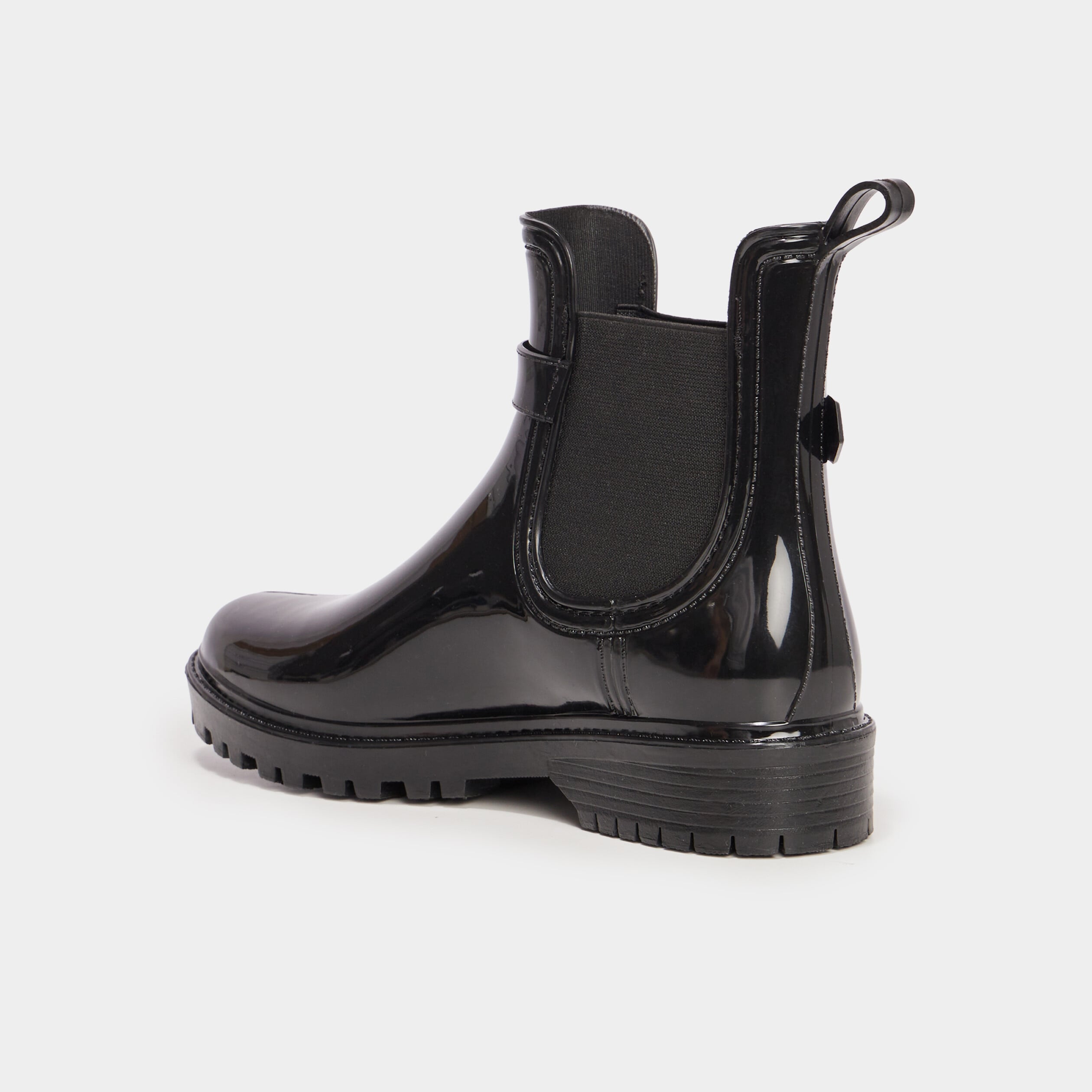 Bottines de pluie chelsea avec boucles noir femme