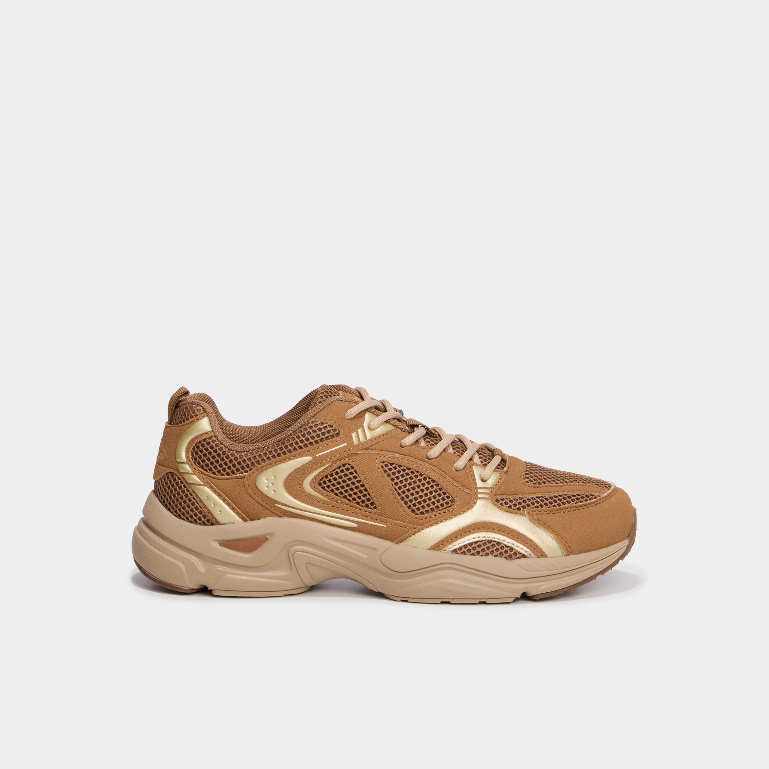 Baskets running &agrave; lacets marron femme