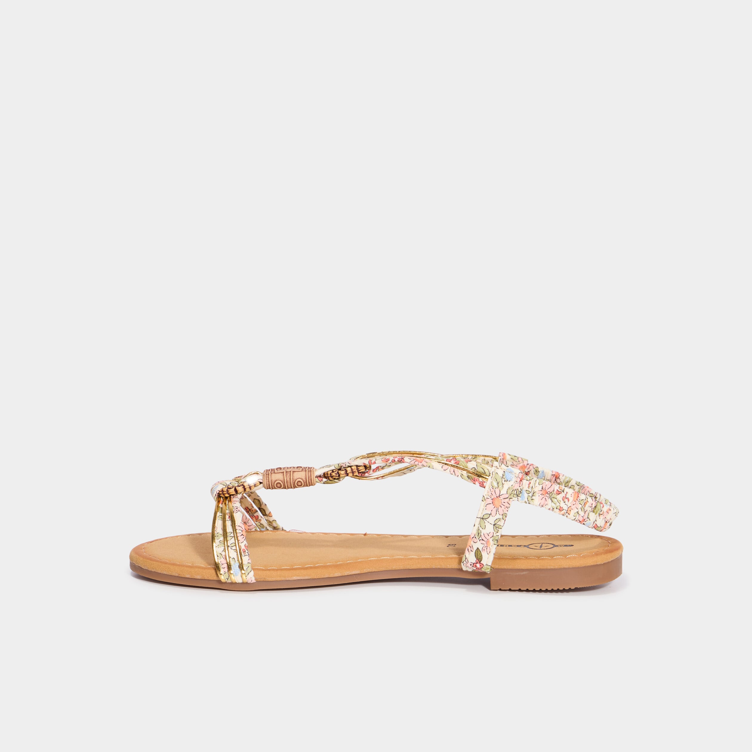 Sandales foulard bout rond &eacute;lastiqu&eacute;es blanc femme