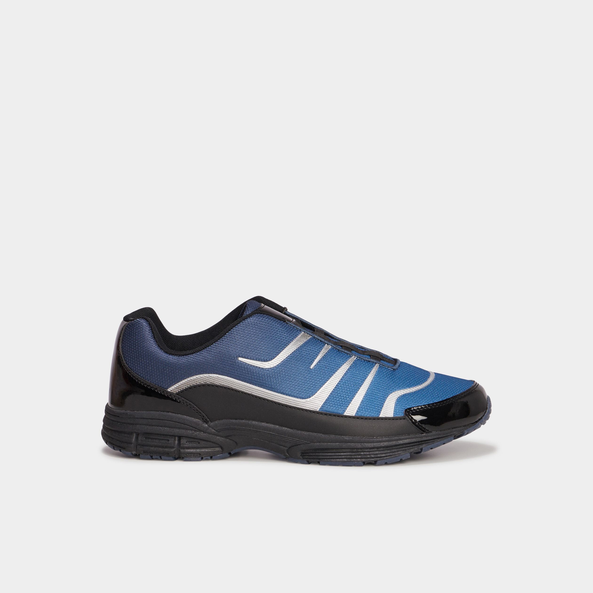 Baskets plates running élastiquées bleu homme