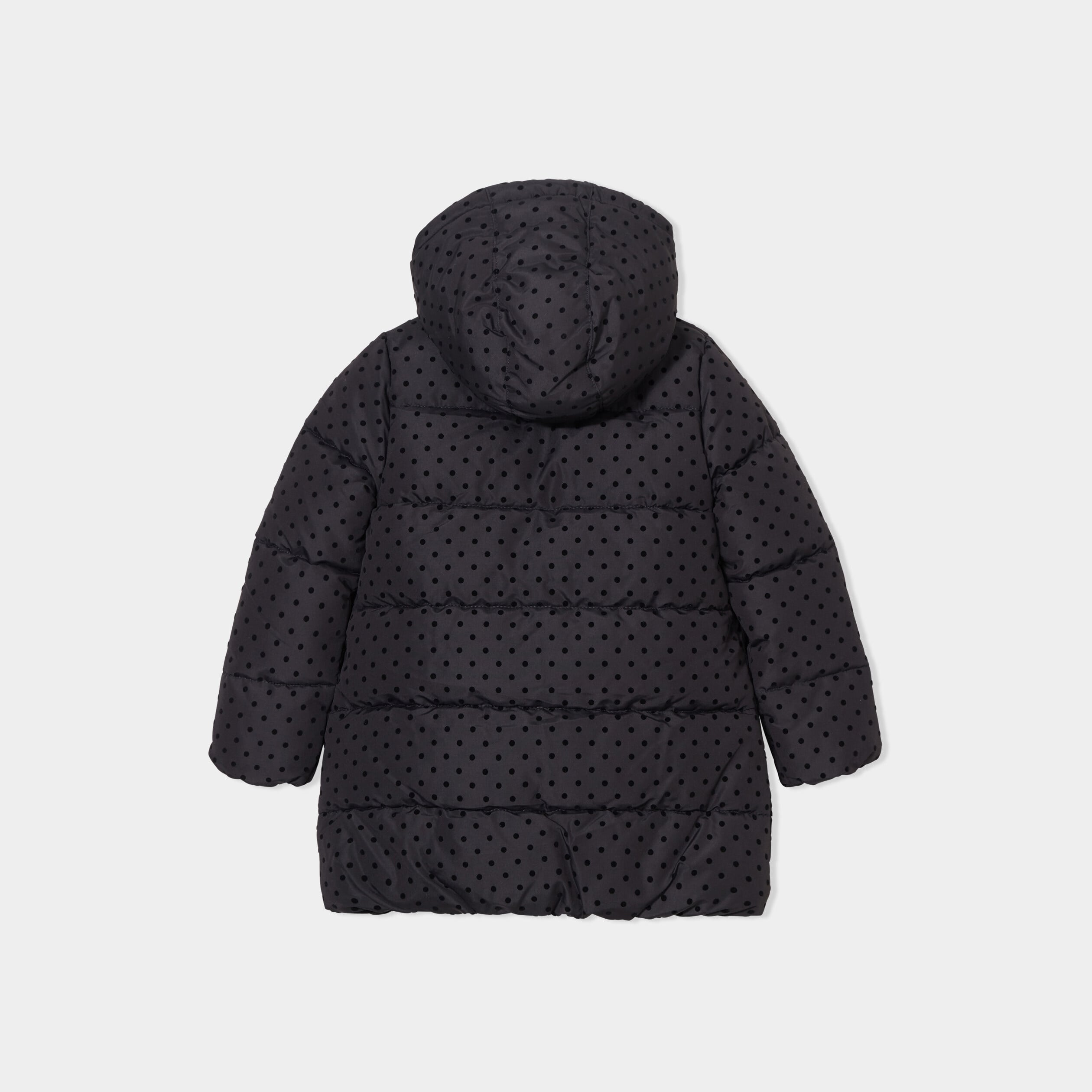 Doudoune fourr&eacute;e mi-longue &agrave; capuche gris fonc&eacute; fille