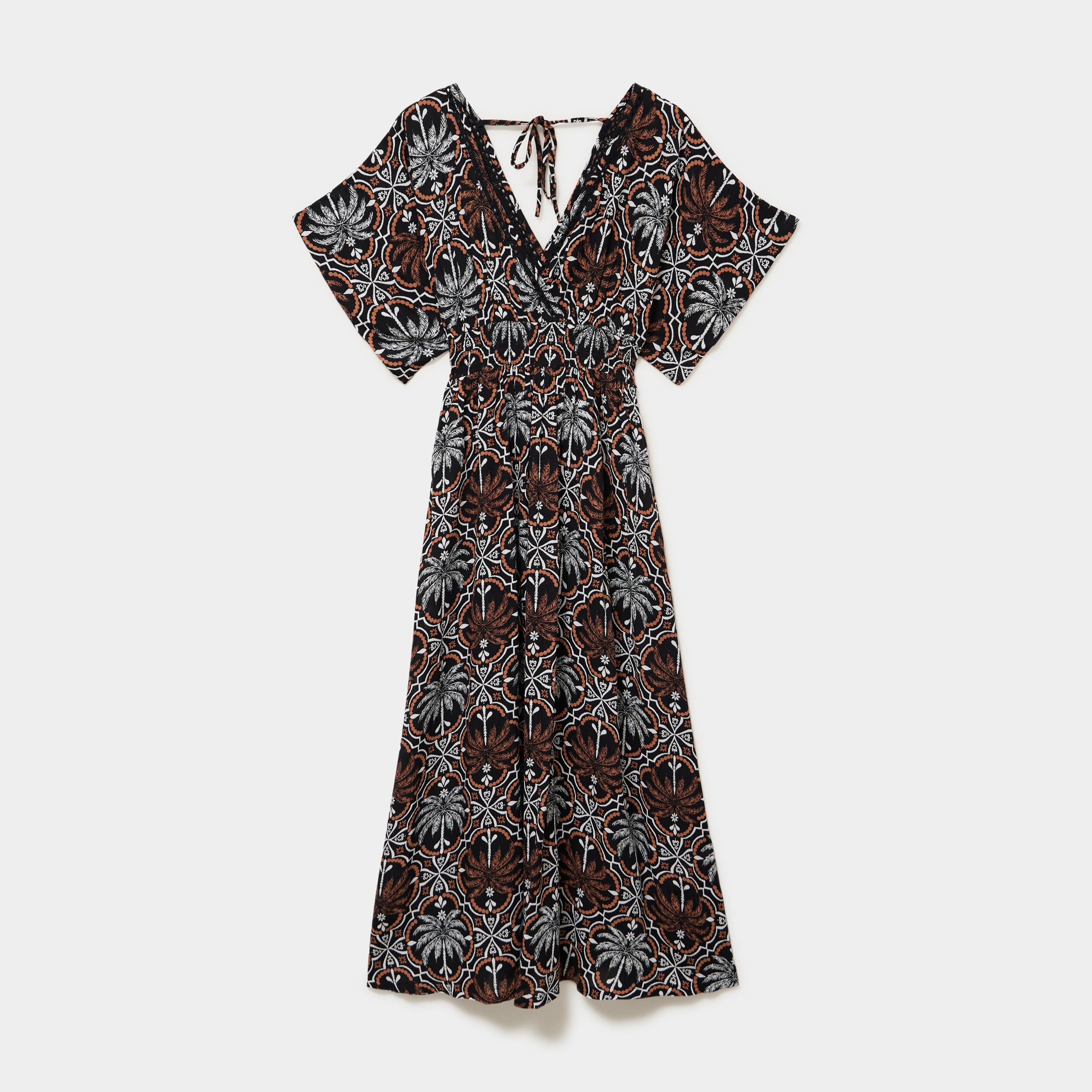 Robe fluide longue col et dos en V noir femme