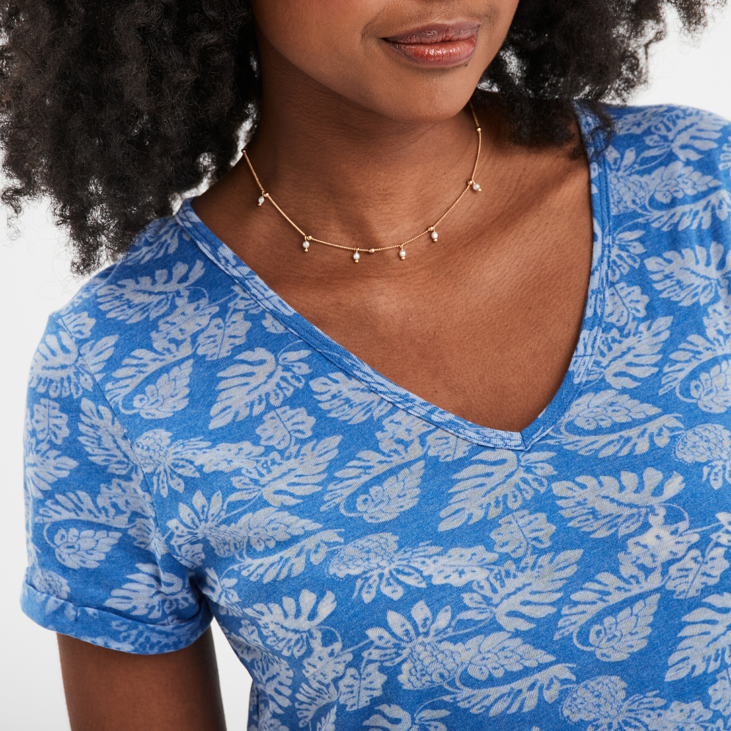 t shirt col en v manches courtes creeks bleu electrique femme T-shirt col en V manches courtes Creeks bleu electrique femme